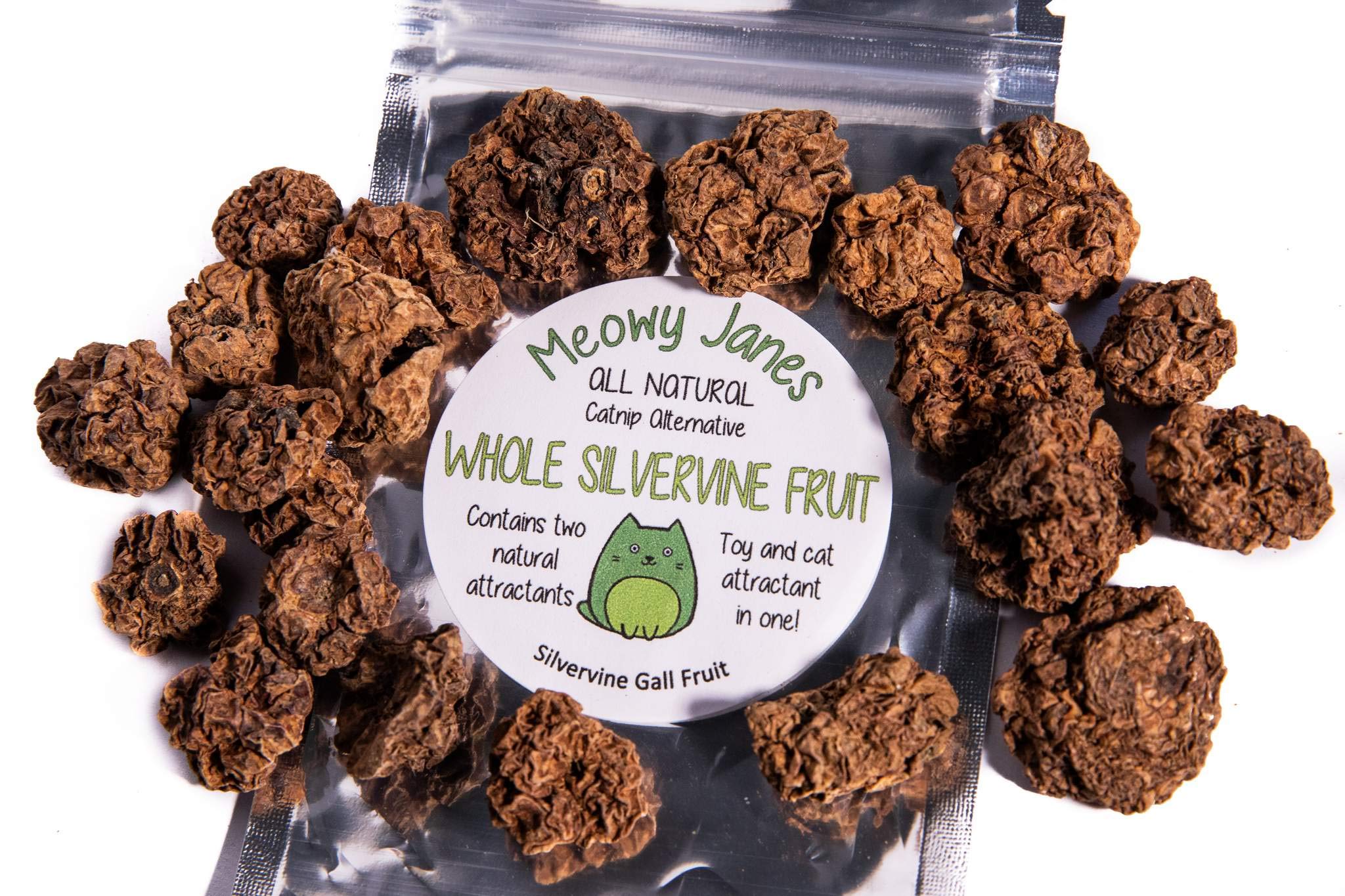 Meowy Janes Whole Silvervine Fruit- Dried Silvervine Gall Fruit- Actinidia Polygama - Cat Toy - Cat Treat