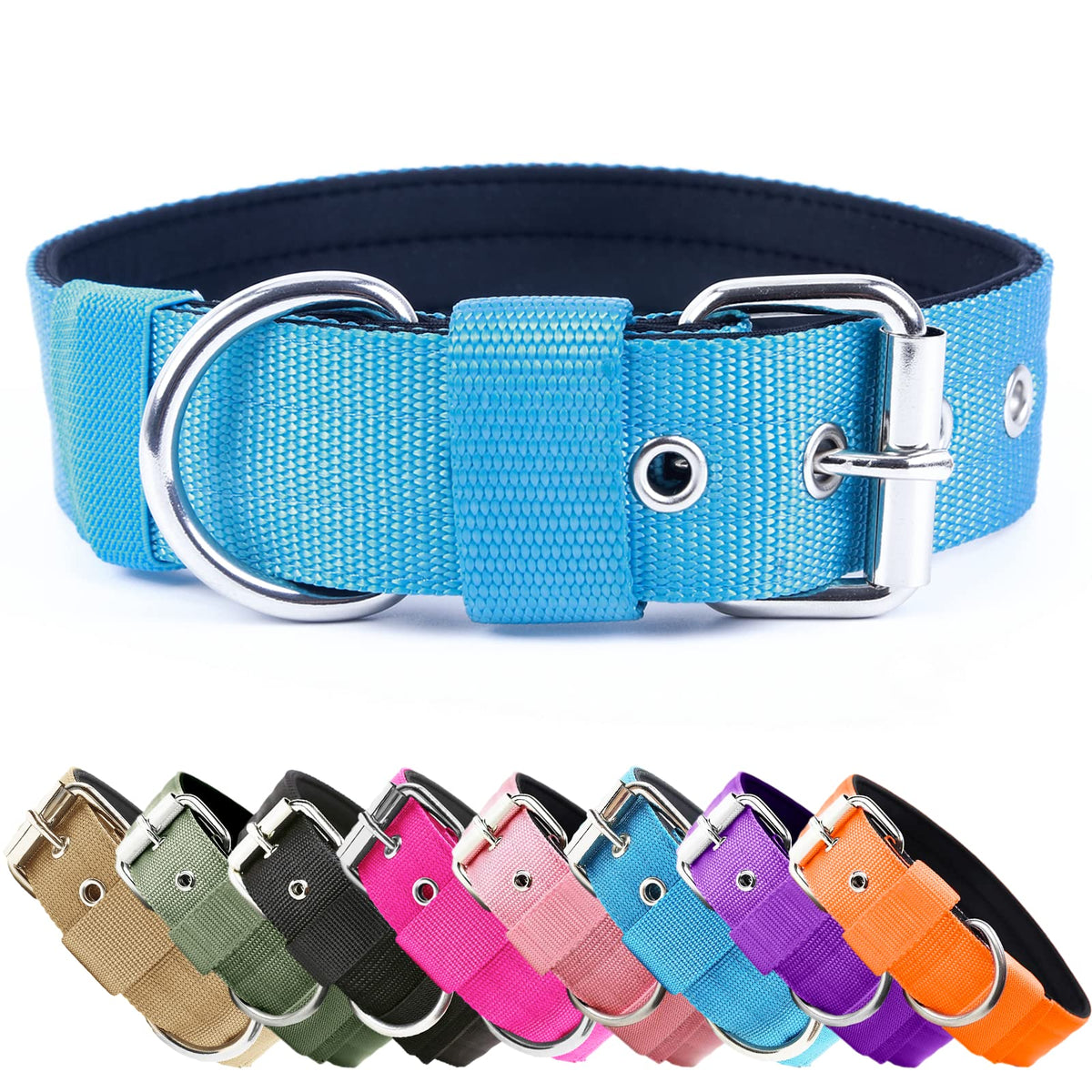 Heavy Duty Tactical Dog Collar - 1.5'' Width Military Durable Thick Nylon With Adjustable Metal D Ring & Buckle Working Training
