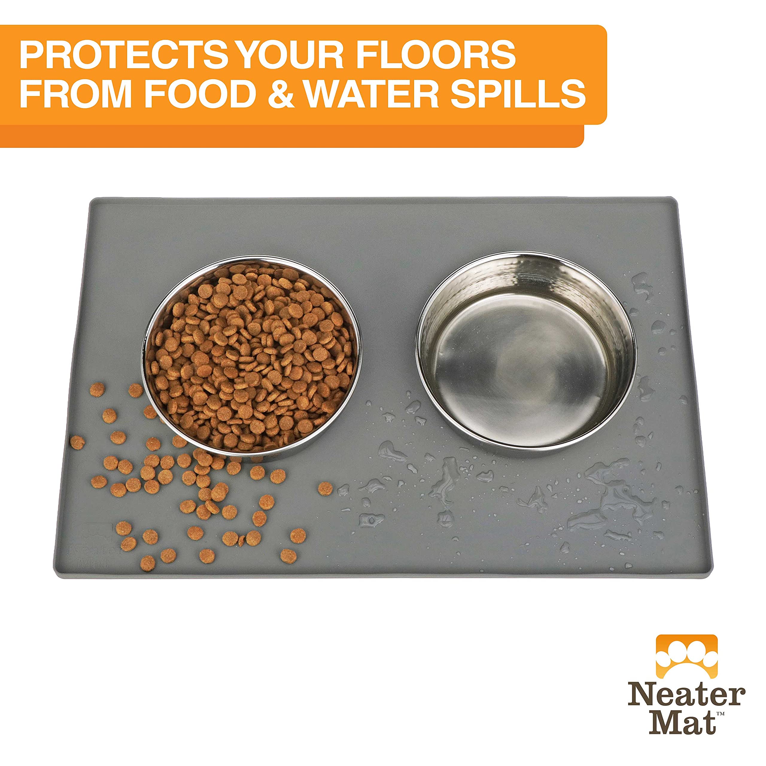 Neater Pet Brands Neater Mat Pet Mats for Food and Water, Cat & Dog Bowl Mat Waterproof Silicone, Feeding Tray, Dog Food Mats fo