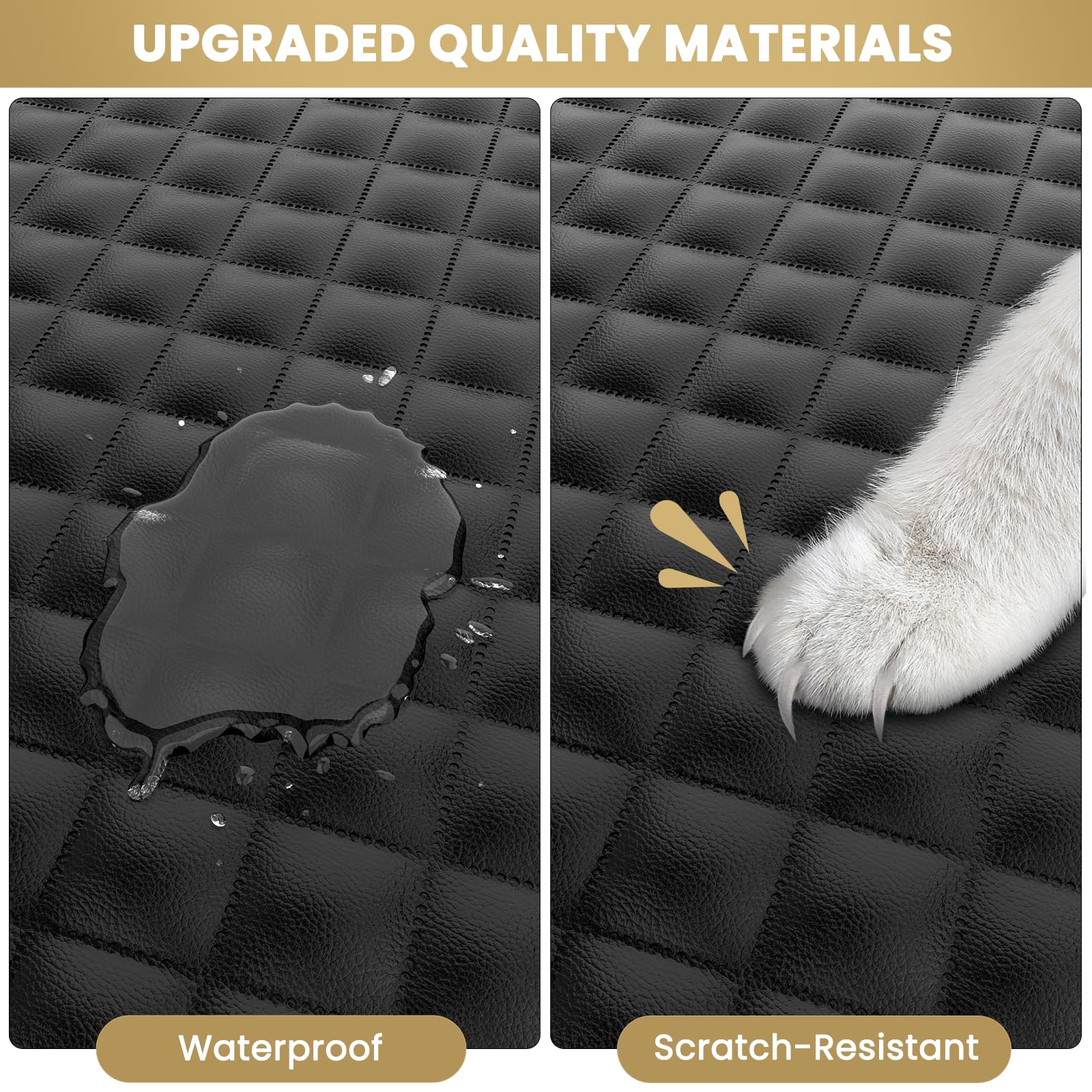 Waterproof SUV Cargo Liner for Dogs - Pu Leather Pet Car Seat Cover Protector with Bumper Flap, Non-Slip Backseat Mat for SUVs,