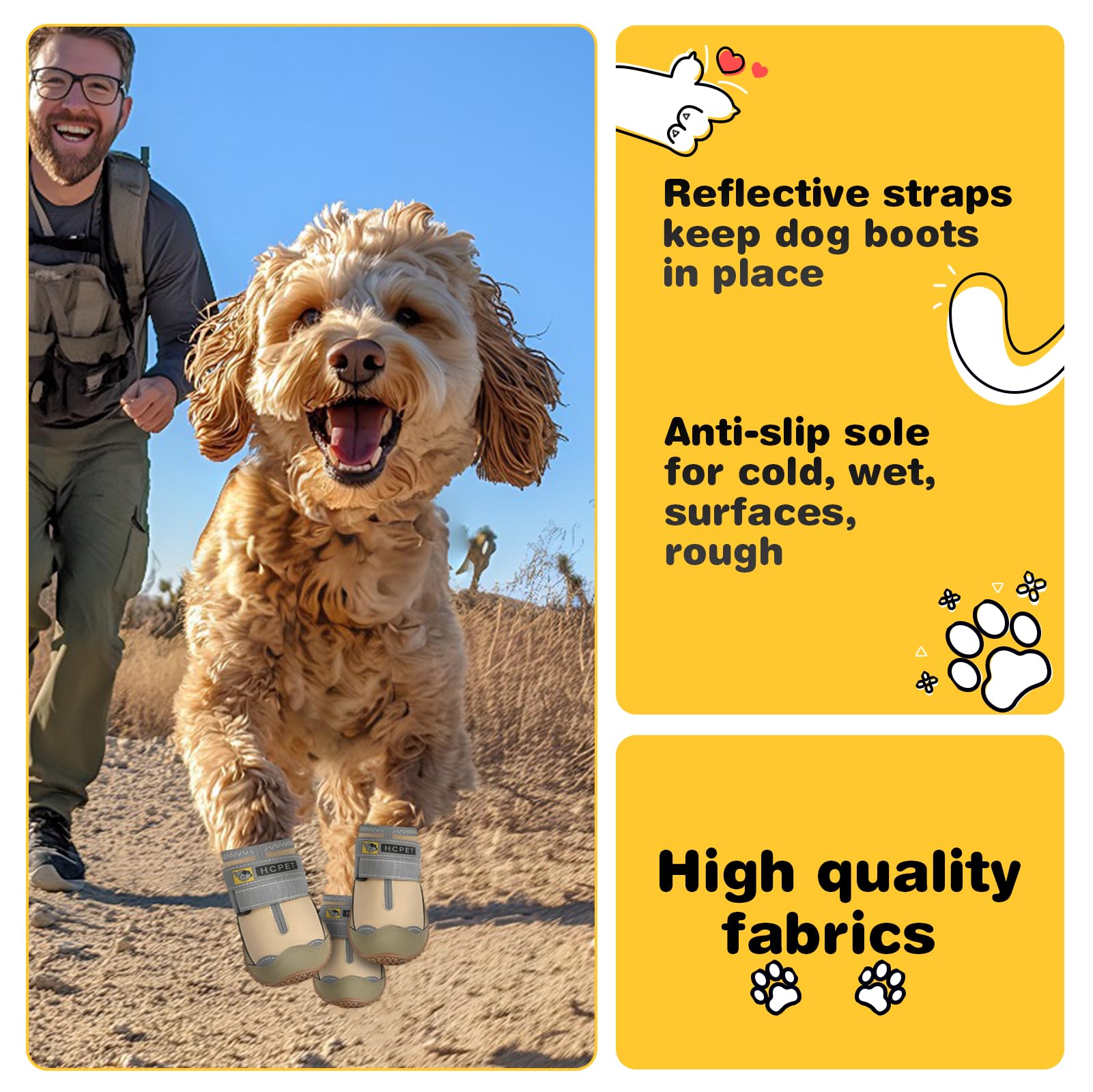 Hcpet Dog Boots Waterproof Dog Shoes For Medium Large Dogs, Anti-Slip Dog Booties Paw Protector For For Hot Pavement Winter Snow