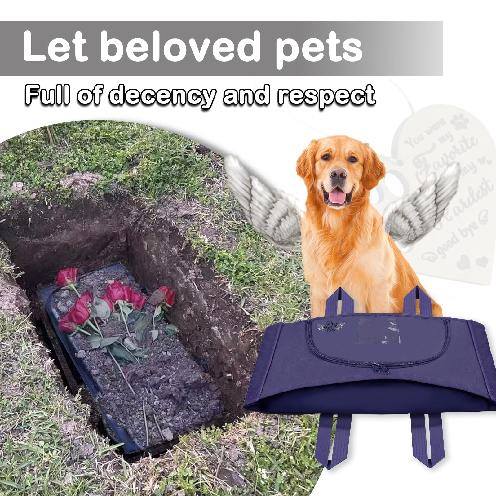 Lzhtime Pet Burial, Eco Friendly Pet Body Bag Suitable For All Kinds Of Pets Pet Casket For Burial And Cremation(Blue,L)