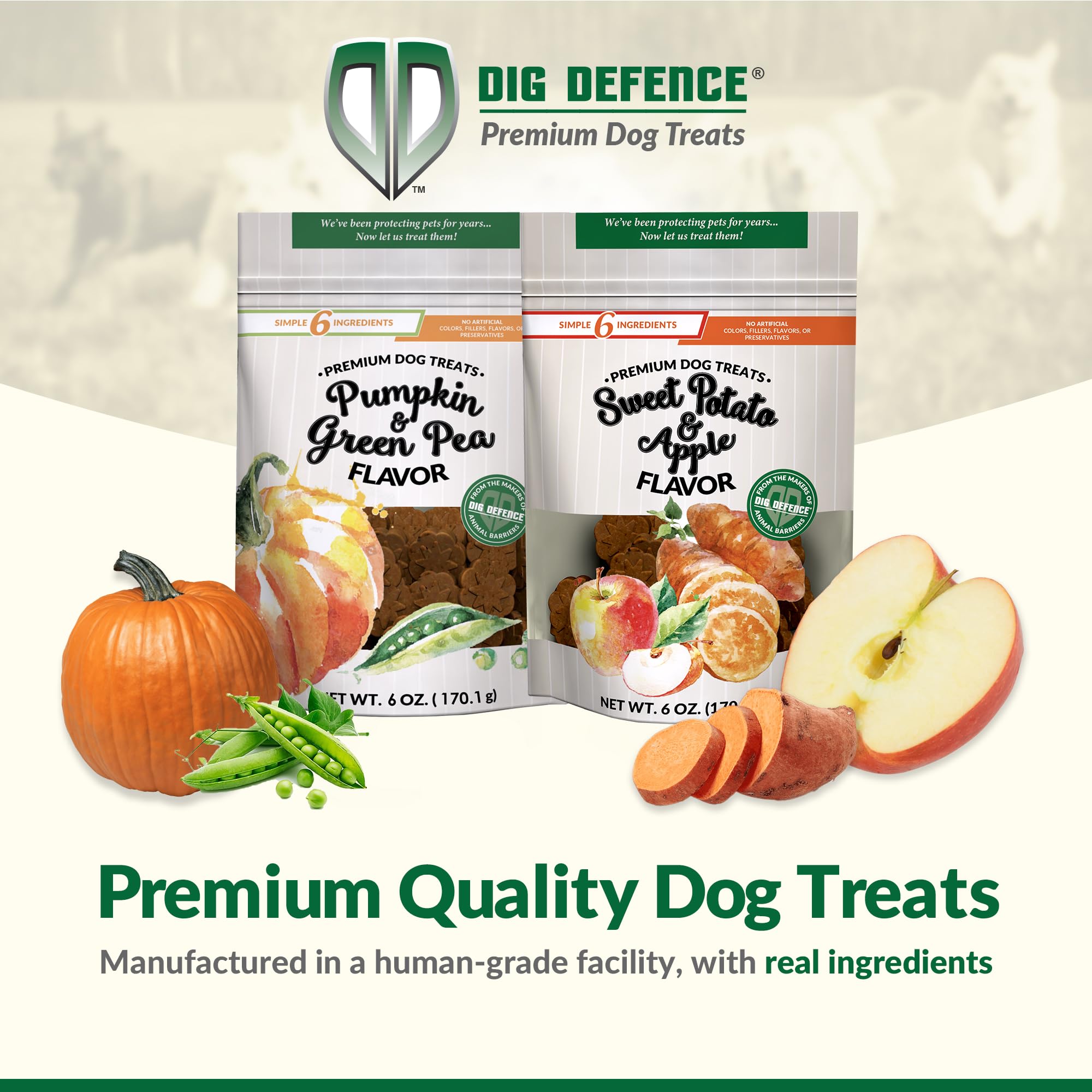 Dig Defence Premium Dog Treats - Pumpkin/Green Pea and Sweet Potato/Apples, Natural Ingredients, Baked Gourmet Snacks for Small