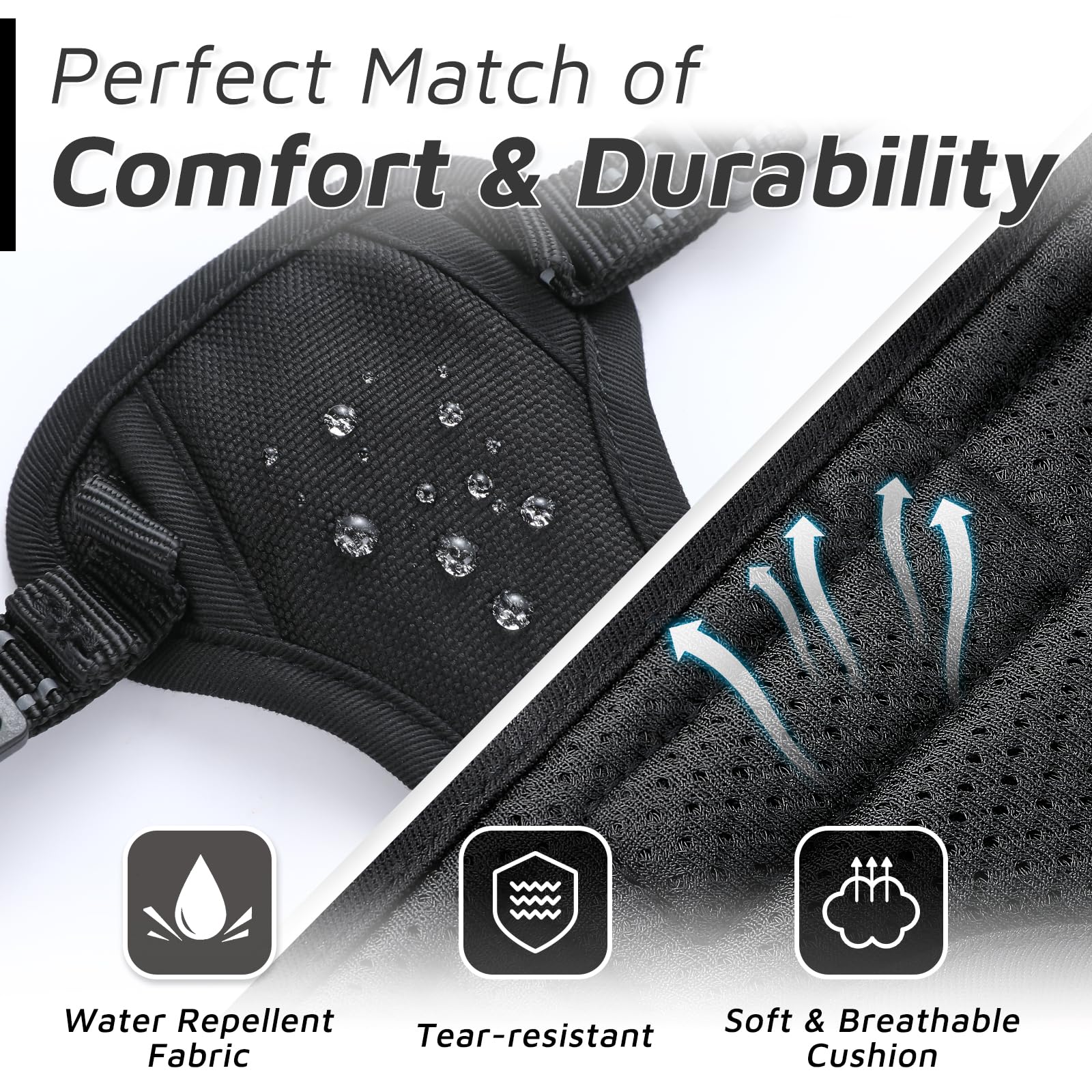 Eagloo Small Dog Harness No Pull, Service Vest With Reflective Strips And Control Handle, Adjustable And Comfortable For Easy Walking, No Choke Pet Harness With 2 Metal Rings, Black, Xs