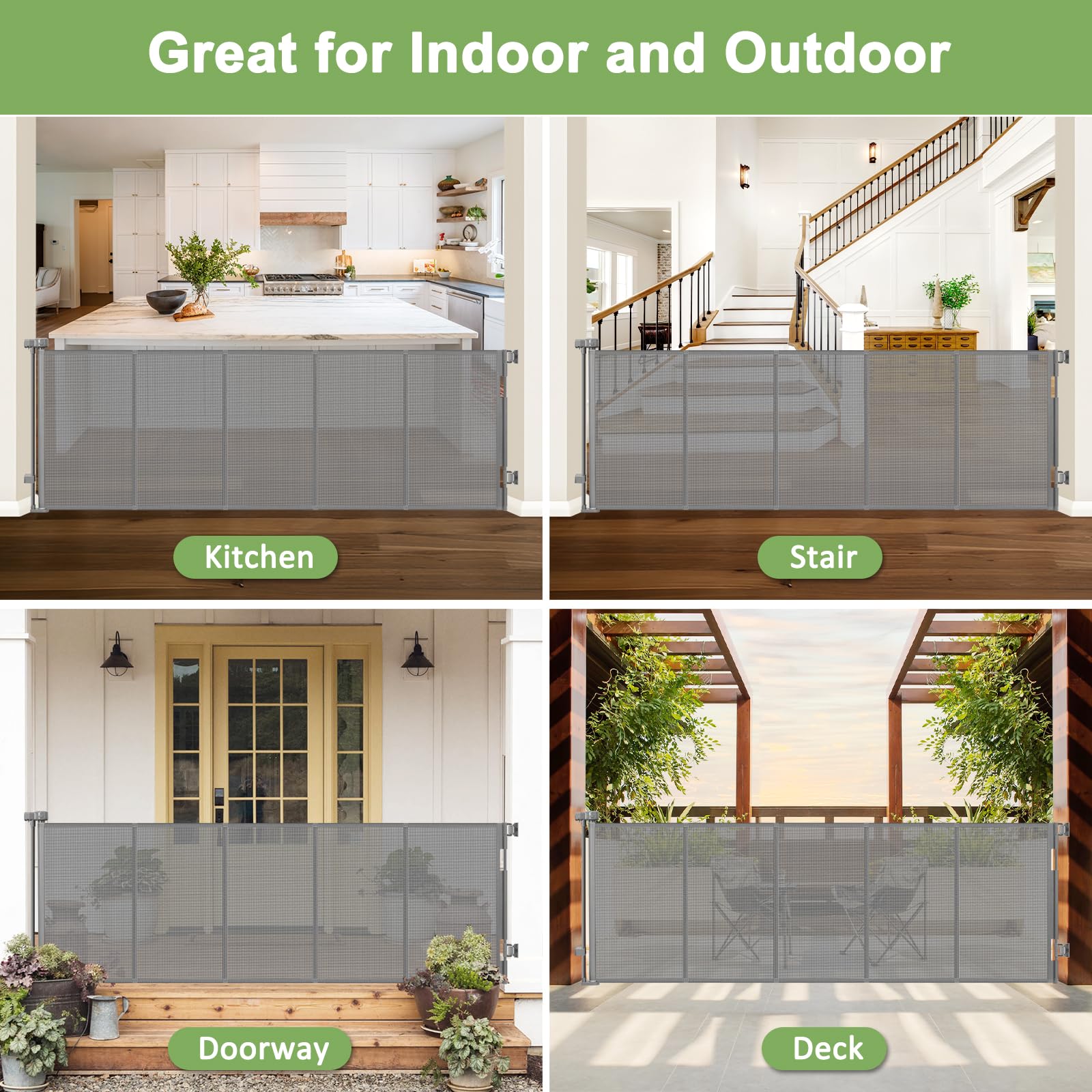 Reinforced 100 Inch Extra Long Baby Gates for Large Openings Retractable Baby Gate Retractable Dog Gate for Doorways Extra Wide