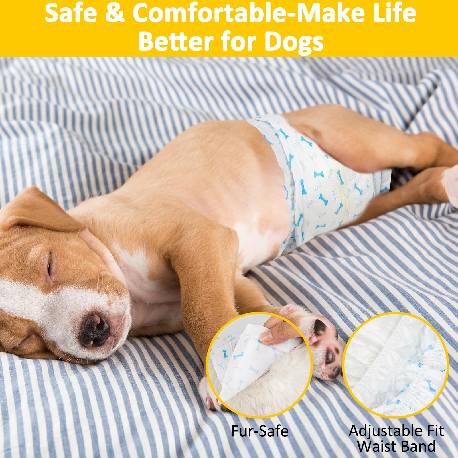 Dono Disposable Dog Diapers Male Large Belly Band Super Absorbent Doggie Diapers Male Dog Wraps, 8Pcs, L