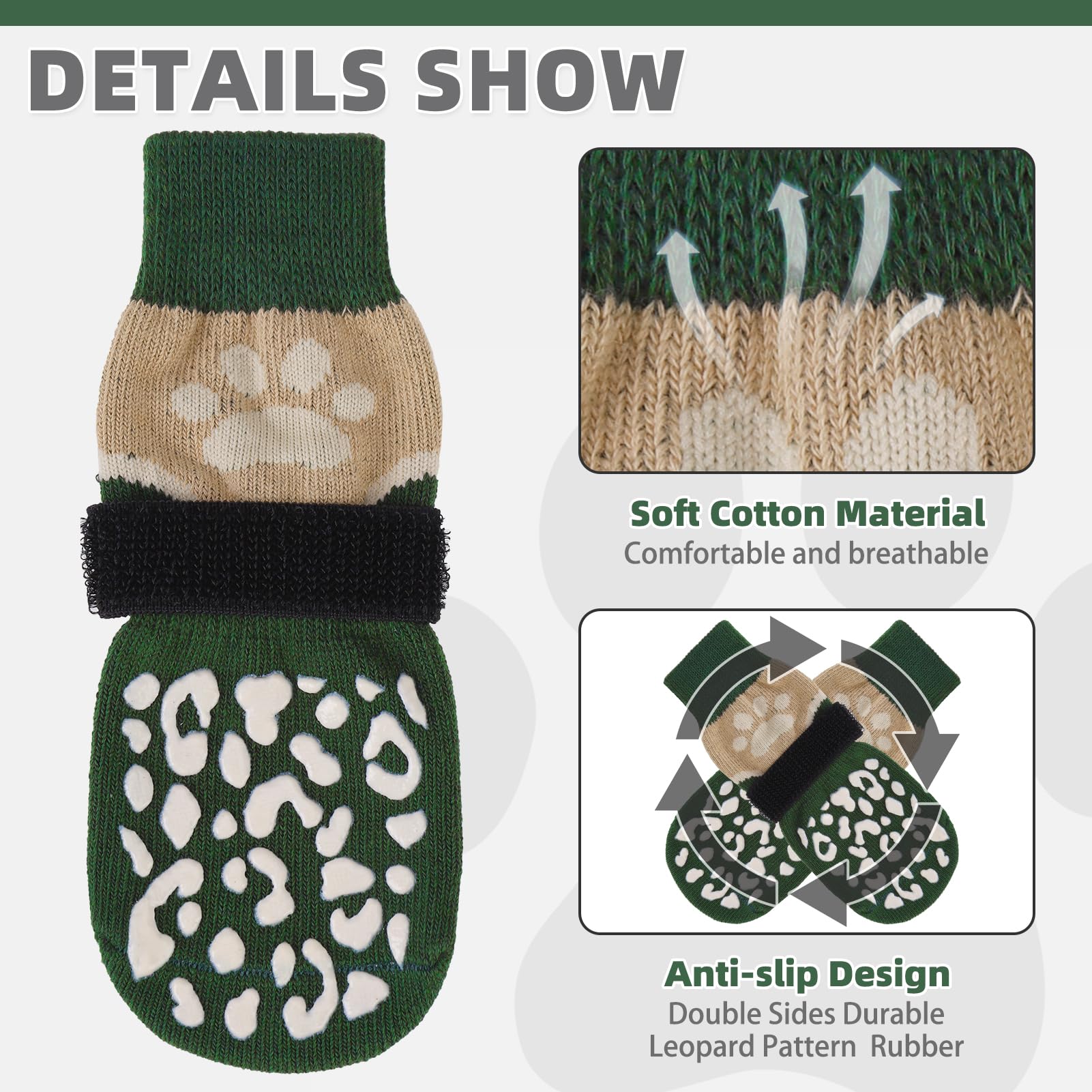 KOOLTAIL Dog Socks for Hot/Cold Pavement to Prevent Licking Paws Scratching,Anti Slip Dog Boots&Paw Protector for Hardwood Floor