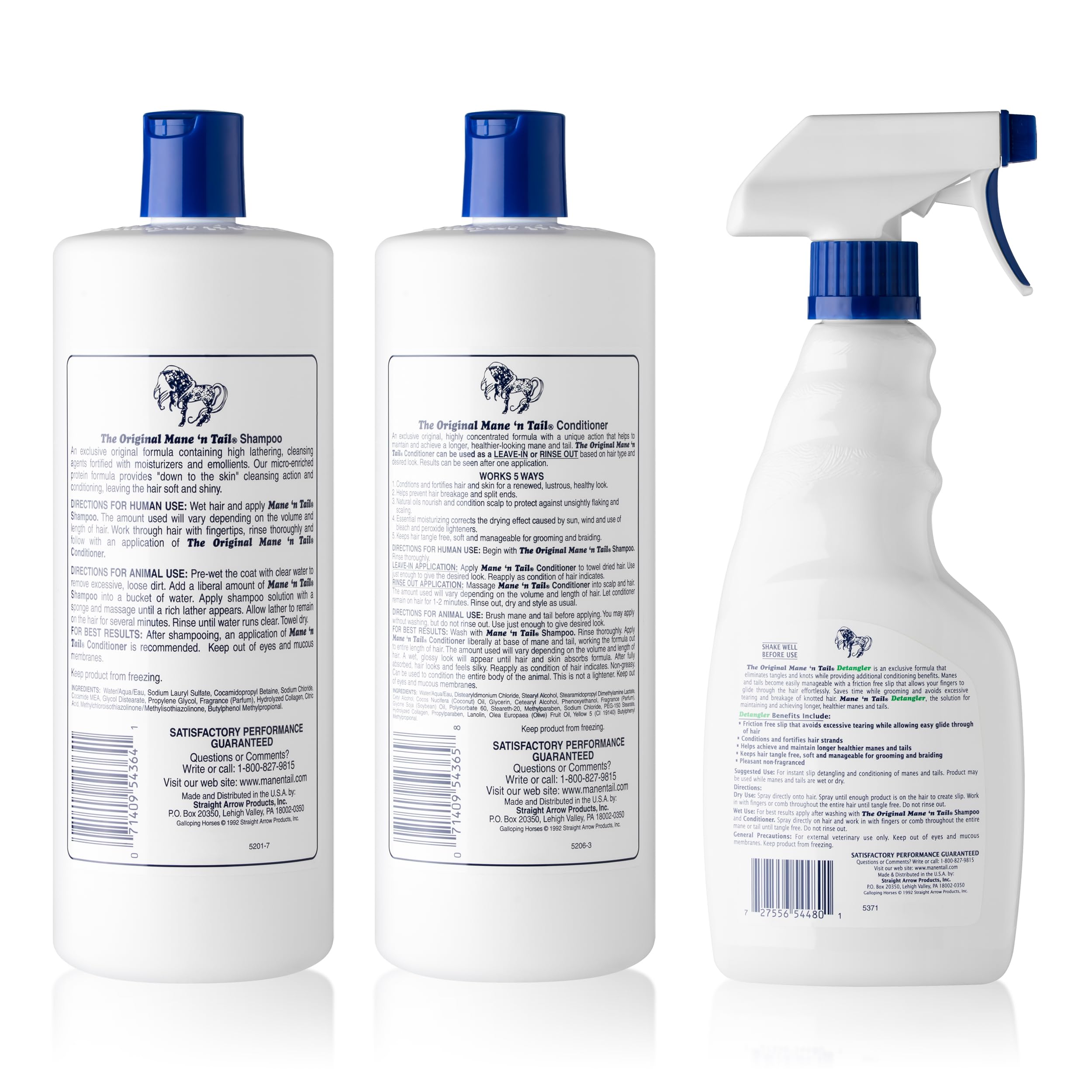 Mane 'N Tail 3 Pc Kit Includes 32 Ounce Mane 'N Tail Shampoo/ 32 Ounce Mane 'N Tail Conditioner/ Detangler 16 Ounce