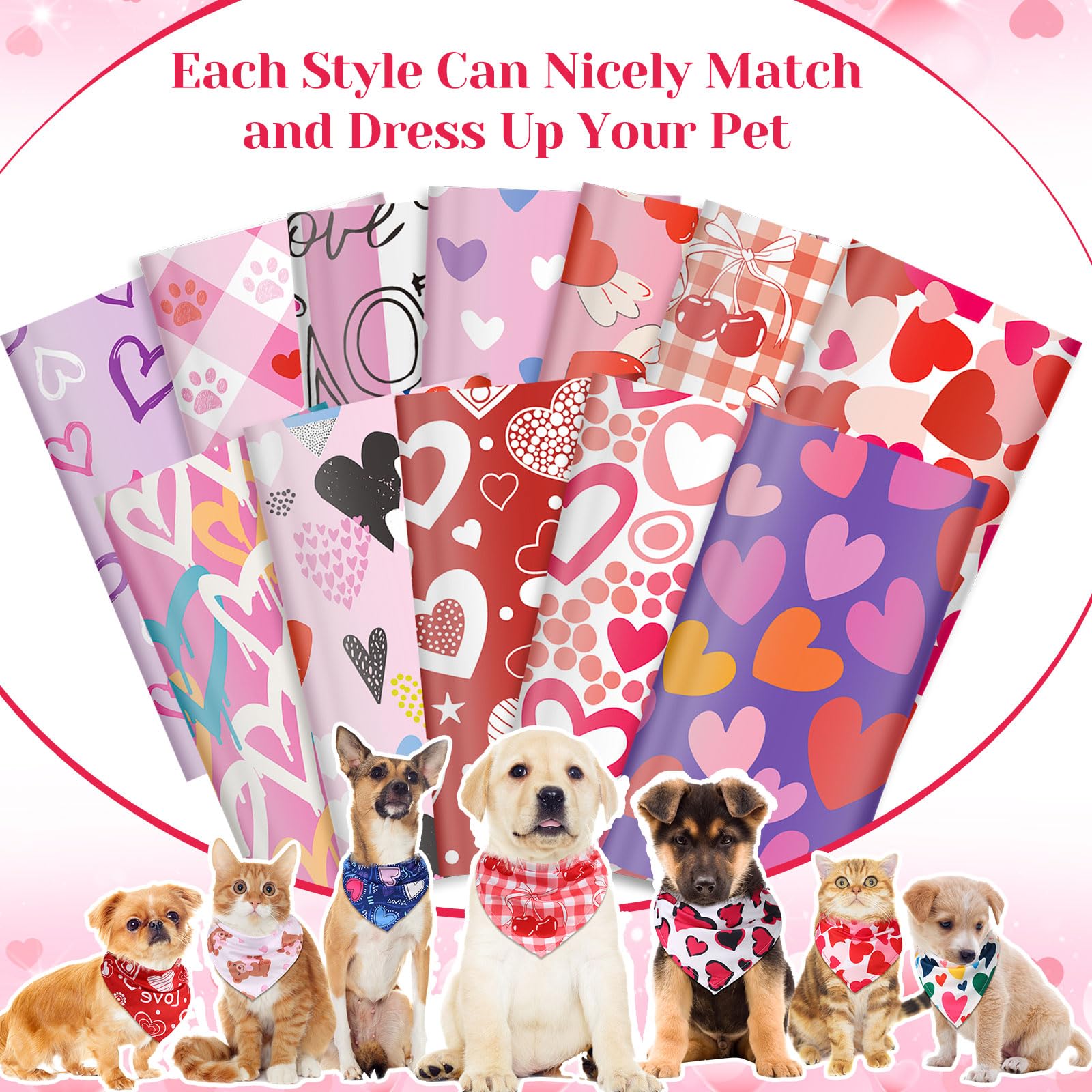 Amylove 120 Pcs Dog Bandanas Bulk Holiday Triangle Dog Pack Puppy Kerchief Bandana Adjustable Pet Scarf For Pet Cat Costume Acce
