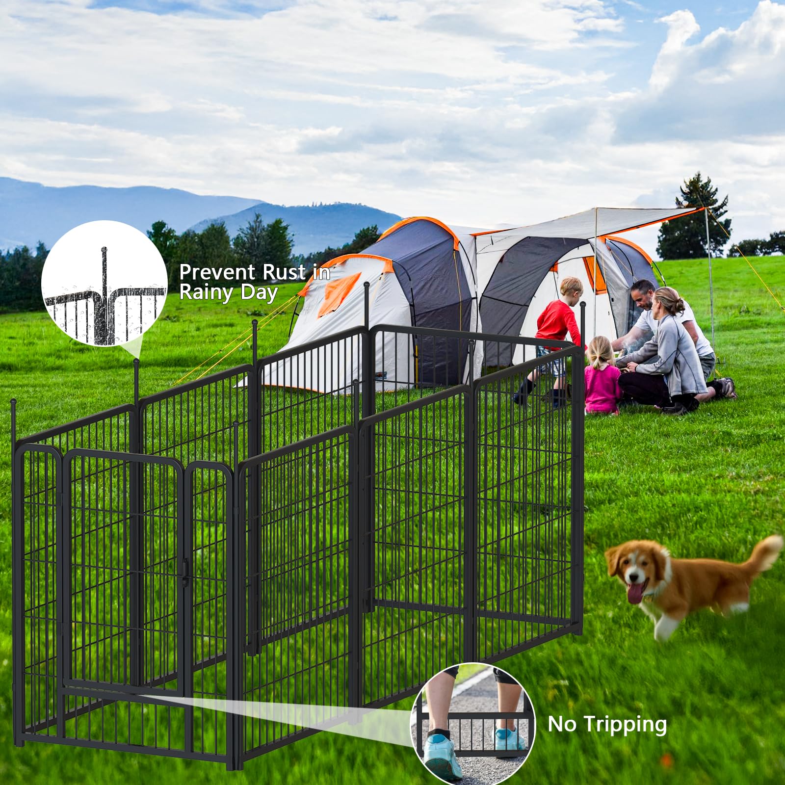 Awqm 32'' Dog Playpen Indoor/Outdoor, 8 Panels Metal Dog Fence With Doors, Portable Pet Dog Cage Outdoor Exercise Pen, Foldable