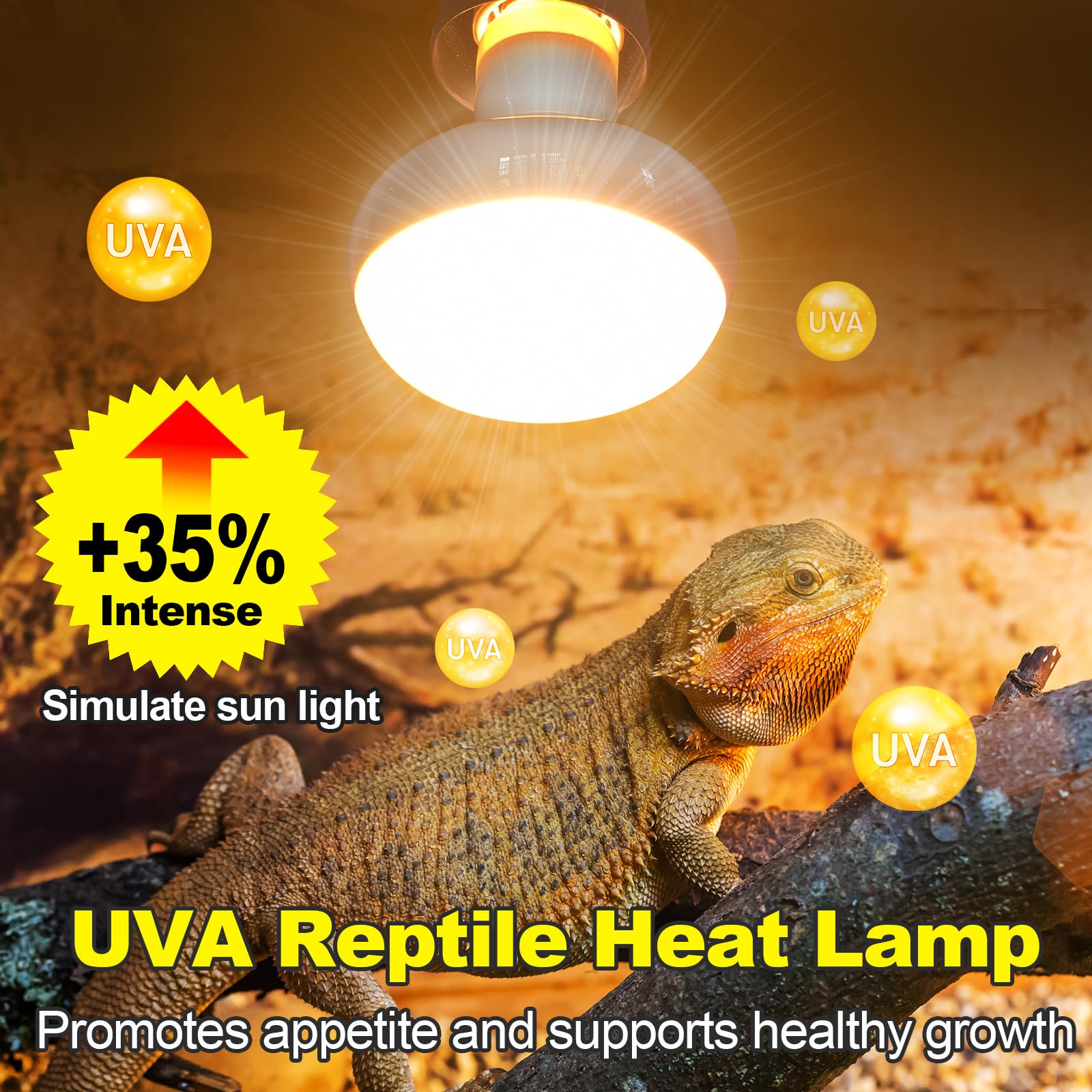 MIXJOY 150W Reptile Heat Lamp Bulb, 2Pack Reptile Basking Spot Light, Upgraded Intense Heat Basking Bulb, UVA Daylight Heat Lamp