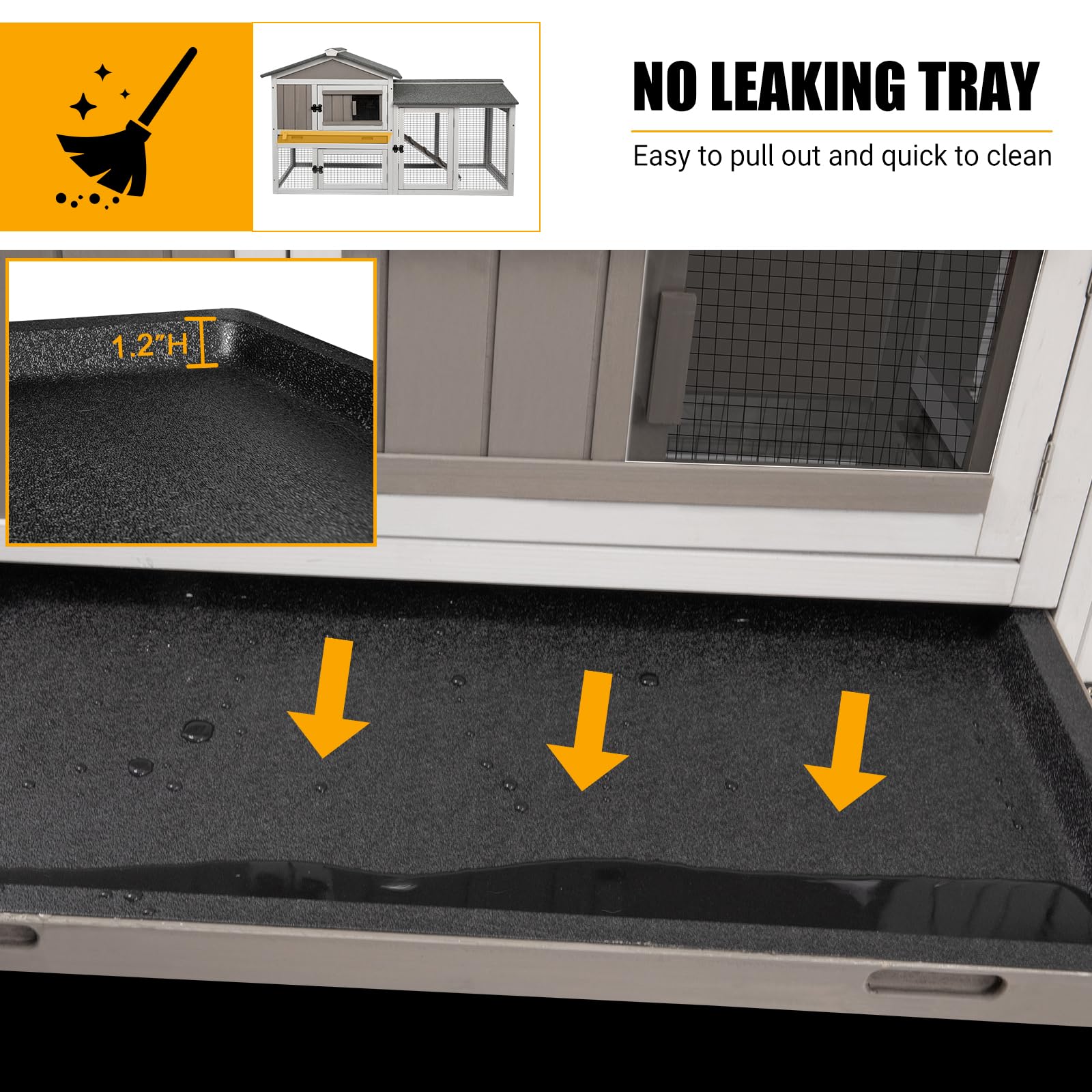 Petscosset 57'' L Rabbit Hutch Indoor And Outdoor 2-Story Rabbit Cage With Pull Out Tray,Fir Wood Guinea Pig Cages With Wooden R