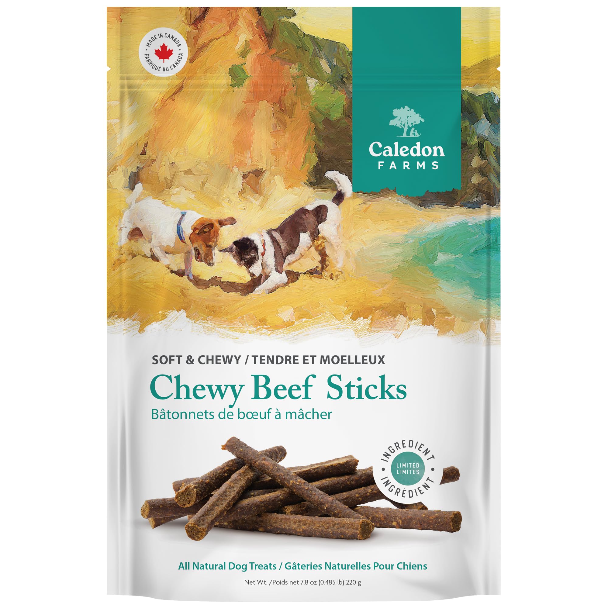 Caledon Farms Chewy Beef Sticks Dog Treats: 220G/7.8OZ