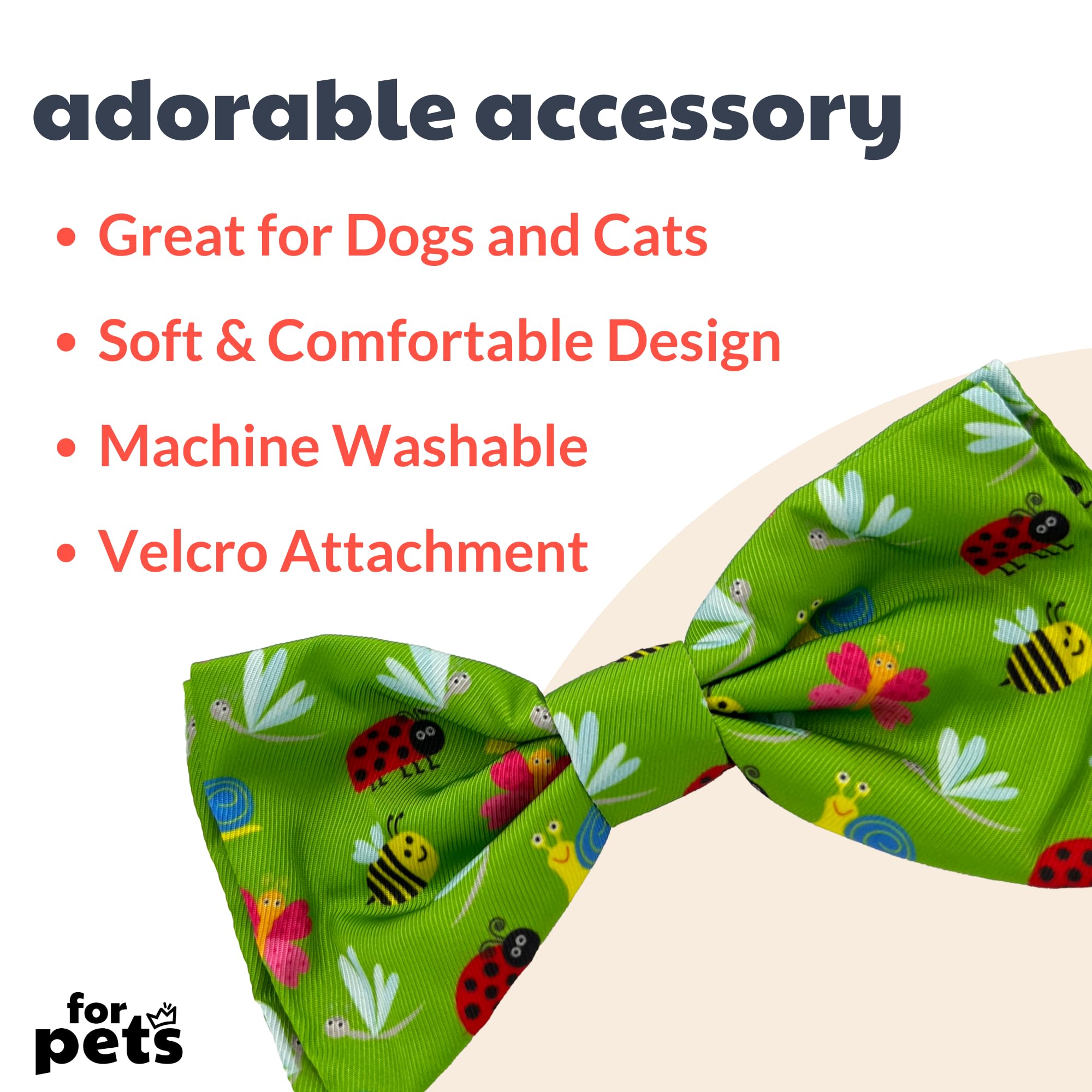 Huxley & Kent Bow Tie For Pets - Garden Party (Large) - Bow Tie Collar Attachment - Fun Bow Ties For Dogs & Cats - Cute, Comfort