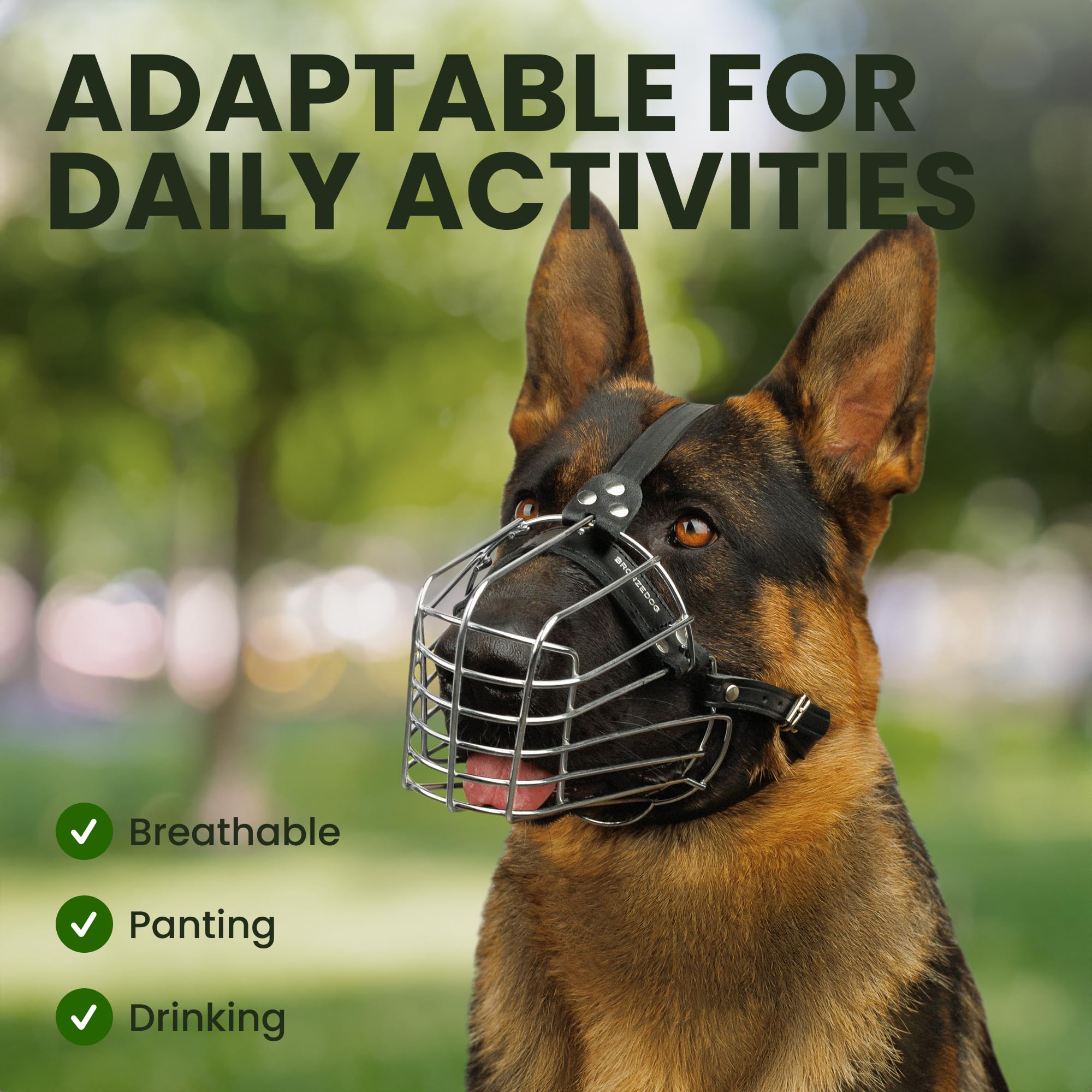 BRONZEDOG Wire Dog Muzzle German Shepherd for Medium Large Dogs Adjustable Durable Metal Basket for Biting Chewing Barking (XL)