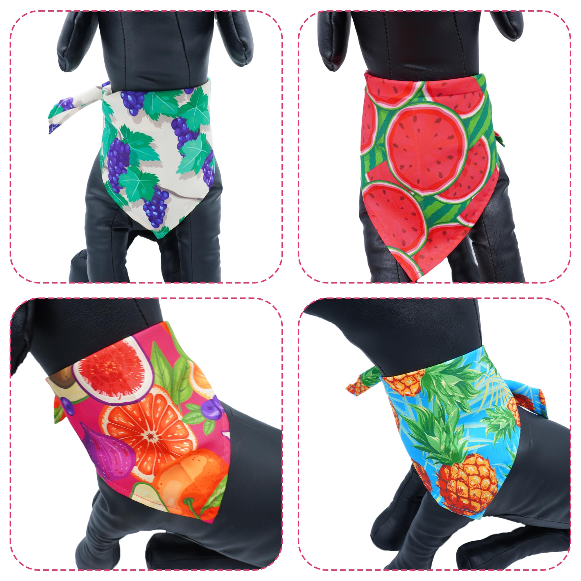 JpGdn 10PCS Dog Bandanas Summer Fruit for for Large Extral Large XL XXL Breed Pink Purple Yellow Blue Kerchief Triangle Bibs Hea