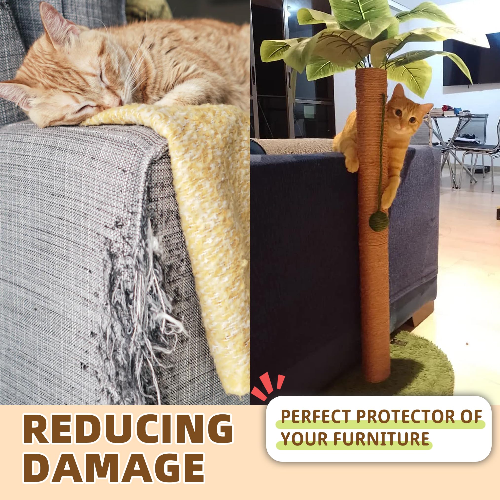 Cat Scratching Post Cat Scratcher 35 Inch Tall Scratching Post With Sisal Rope For Indoor Cats Large Cat Scratching Post Sisal Cat Scratcher Cute For Kitten Scratching Post