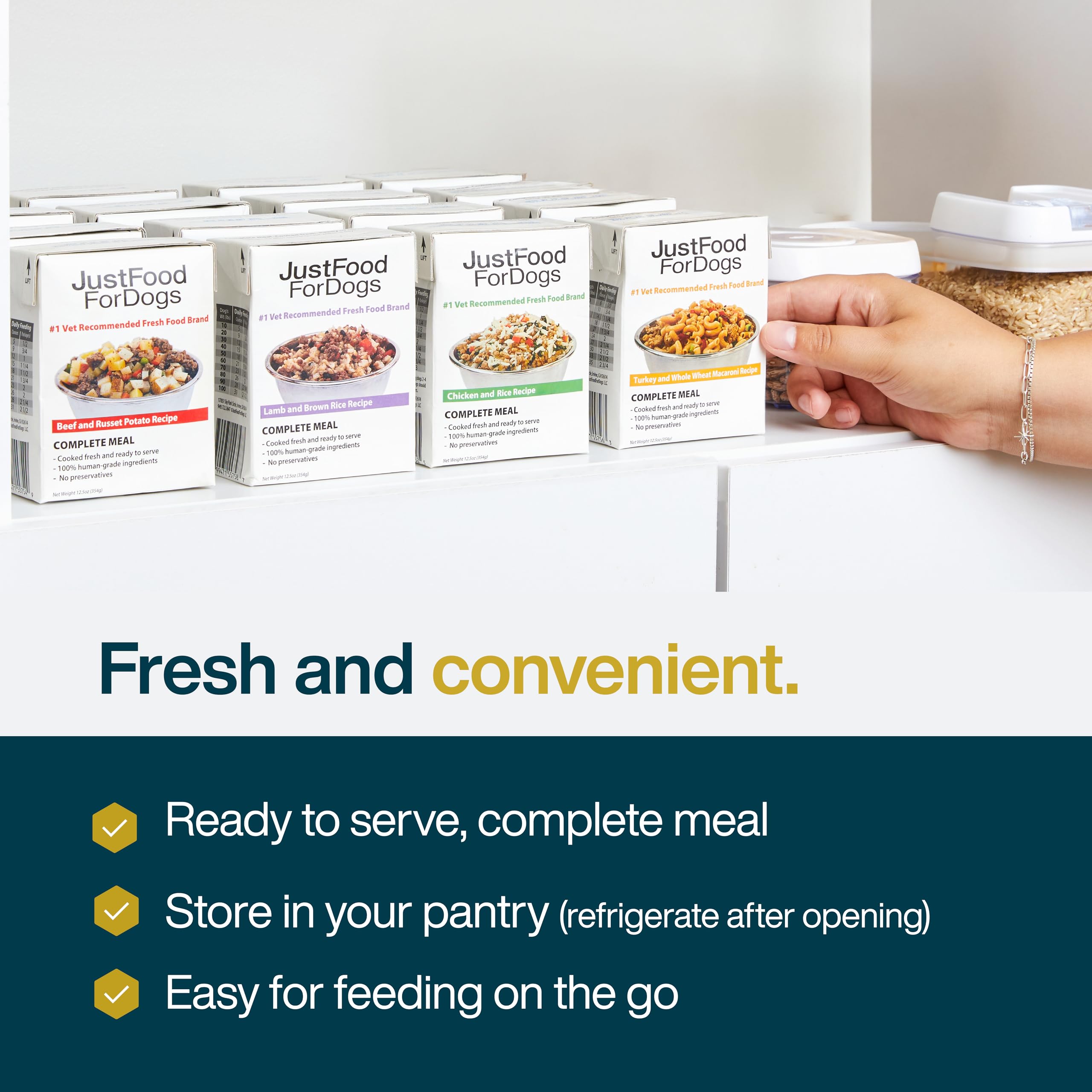 JustFoodForDogs Pantry Fresh Wet Dog Food, Complete Meal or Dog Food Topper, for Sensitive Stomachs, Balanced Remedy Human Grade