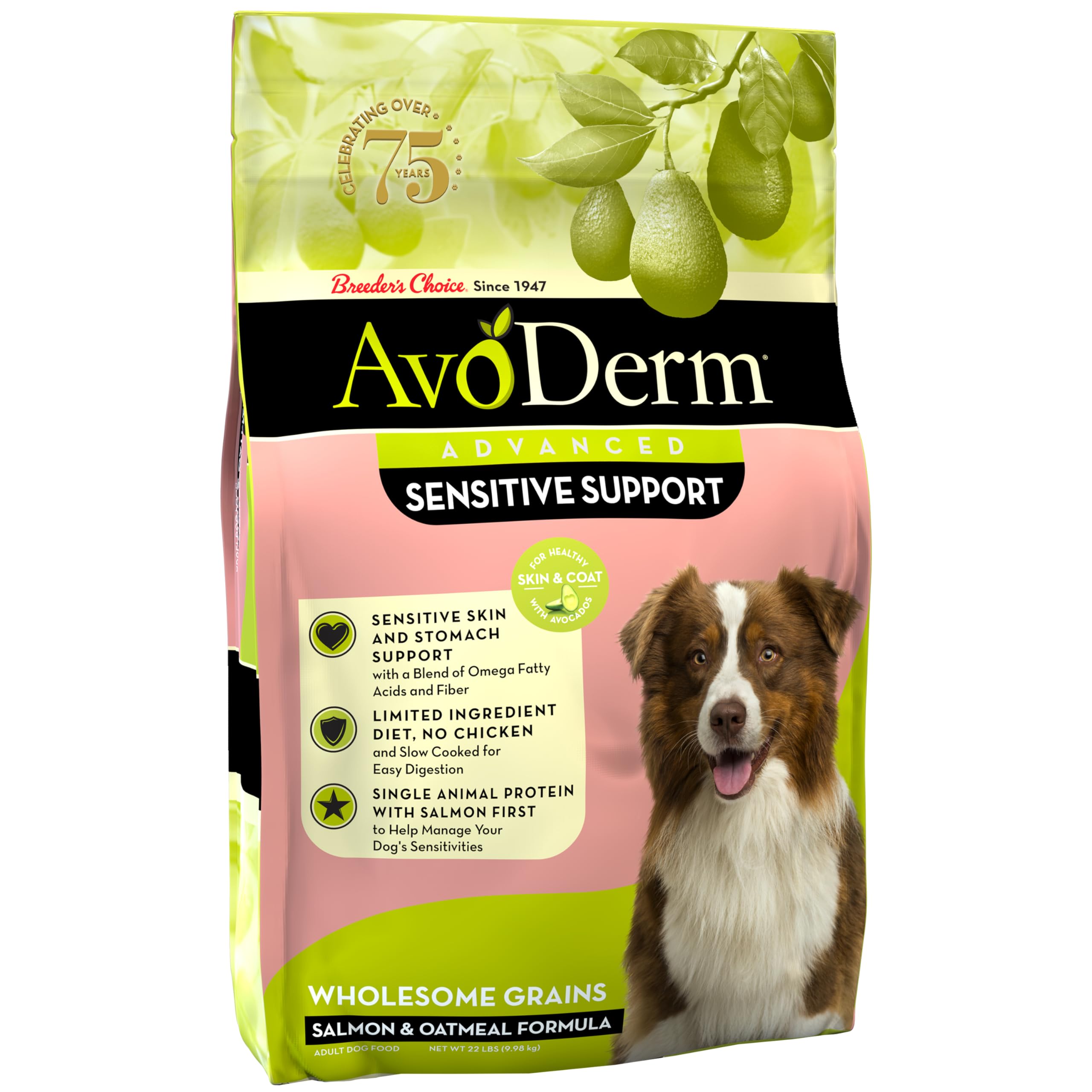 AvoDerm Natural Advanced Sensitive Support Salmon & Oatmeal Formula 22 lb