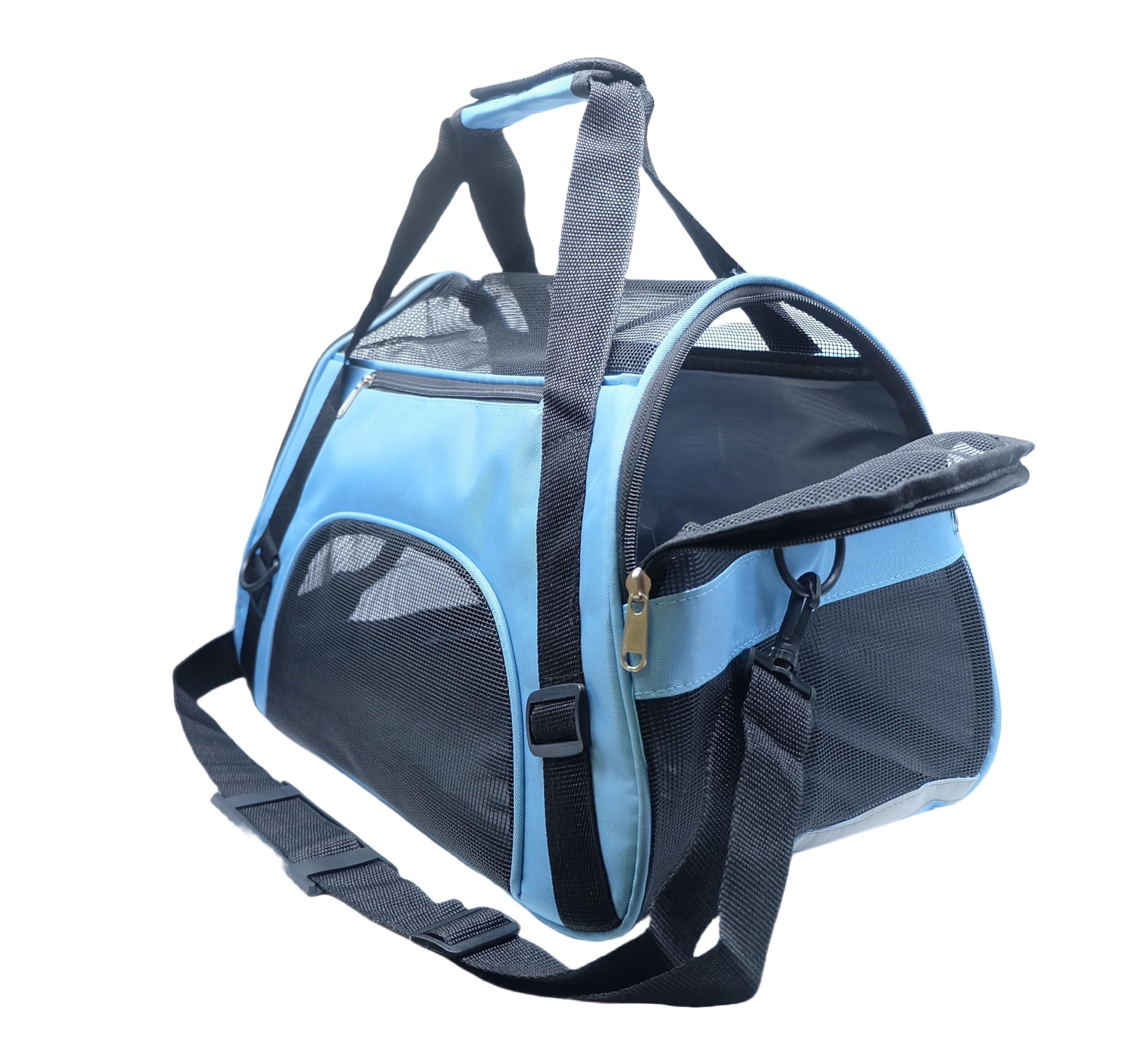 Zanesun Cat Carrier,Soft-Sided Pet Travel Carrier For Cats,Dogs Puppy Comfort Portable Foldable Pet Bag Airline Approved (Medium-Blue)