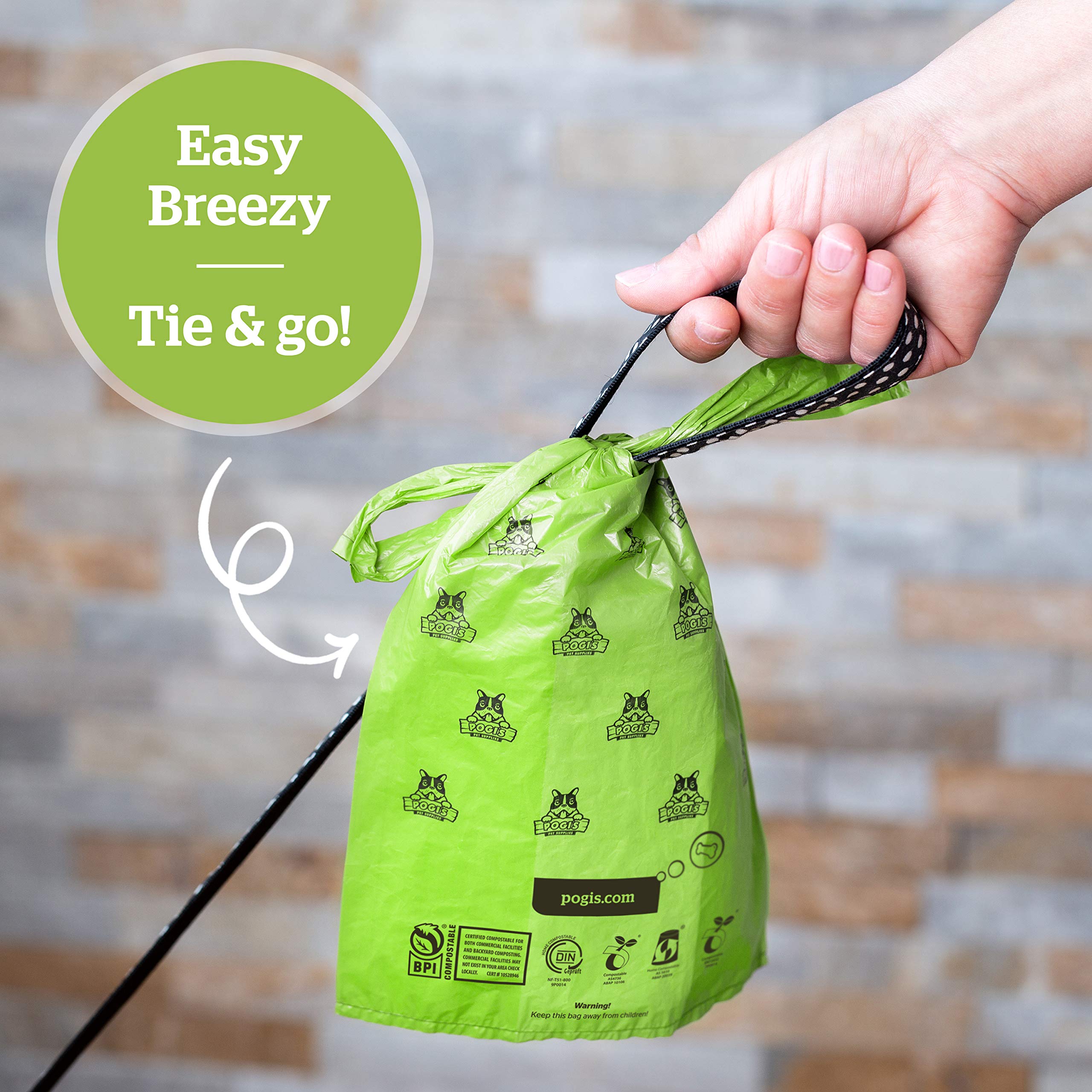 Pogi'S Compostable Dog Poop Bags With Handles - 250 Doggie Poop Bags With Easy-Tie Handles - Leak-Proof Dog Waste Bags, Plant-Based, Astm D6400, En 13432 Certified Extra Large Poop Bags For Dogs