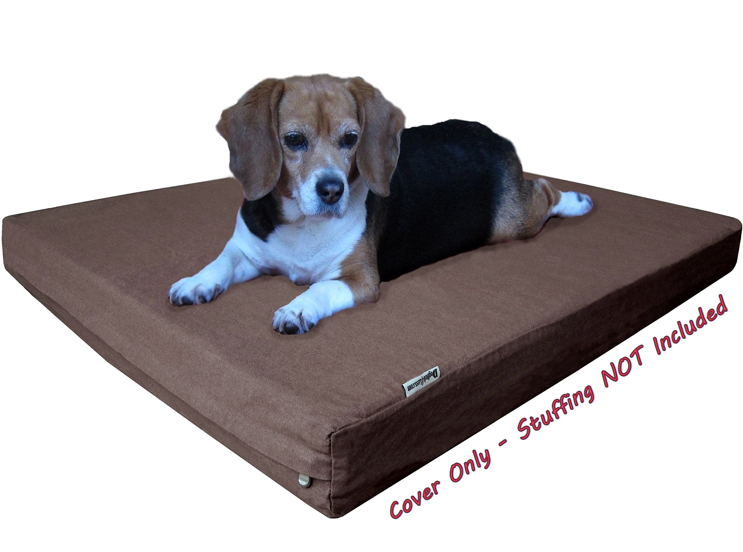 Dogbed4less 37X27X4 Inches Size Brown Color Denim Jean Dog Pet Bed External Zipper Cover - Replacement Cover only