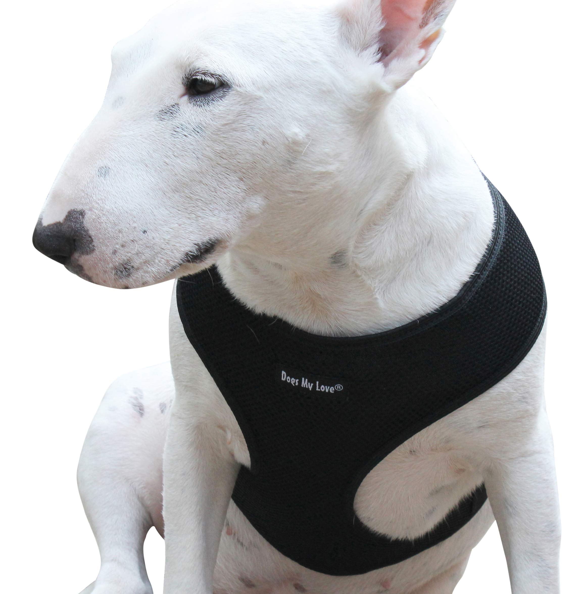 Dogs My Love Soft Mesh Walking Harness For Dogs And Puppies 6 Sizes Black (L (Neck Max: 15'; Chest Girth: 18'-23'))