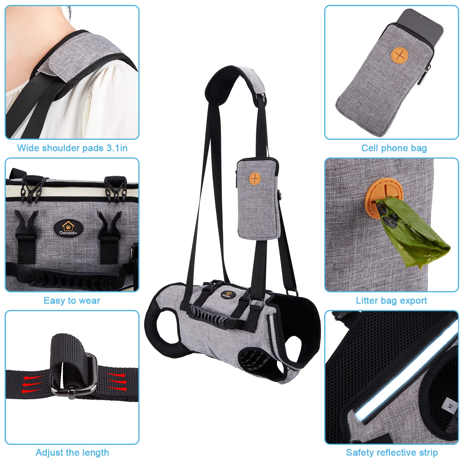Ownpets Dog Sling Harness, Outdoor Sling Bag For Spine Protection, Whole Body Support, Support Vest To Assist Aged Dogs, Outdoor (Xxl)