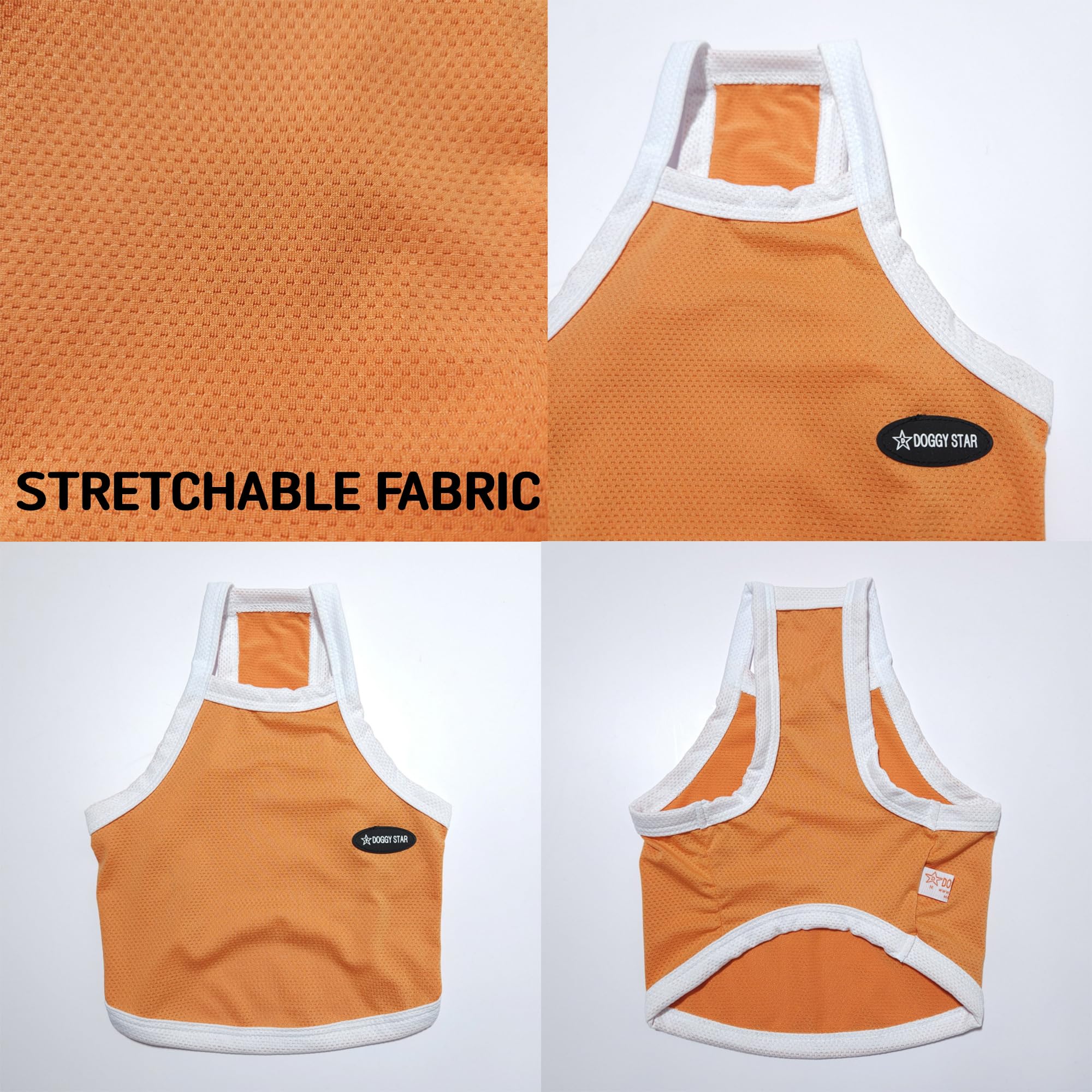 D Doggy Star Dachshund Clothes Spring Summer Cooling String T Shirt Crop Top For Dogs (L,Camisole Orange)