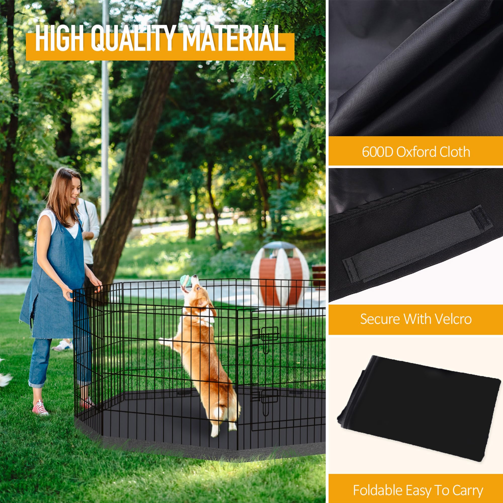 Dog Pen Pet Playpen Dog Fence Bottom Pad Indoor Foldable Metal Wire Exercise Puppy Play Yard Pet Enclosure Pad Outdoor (Only Bot