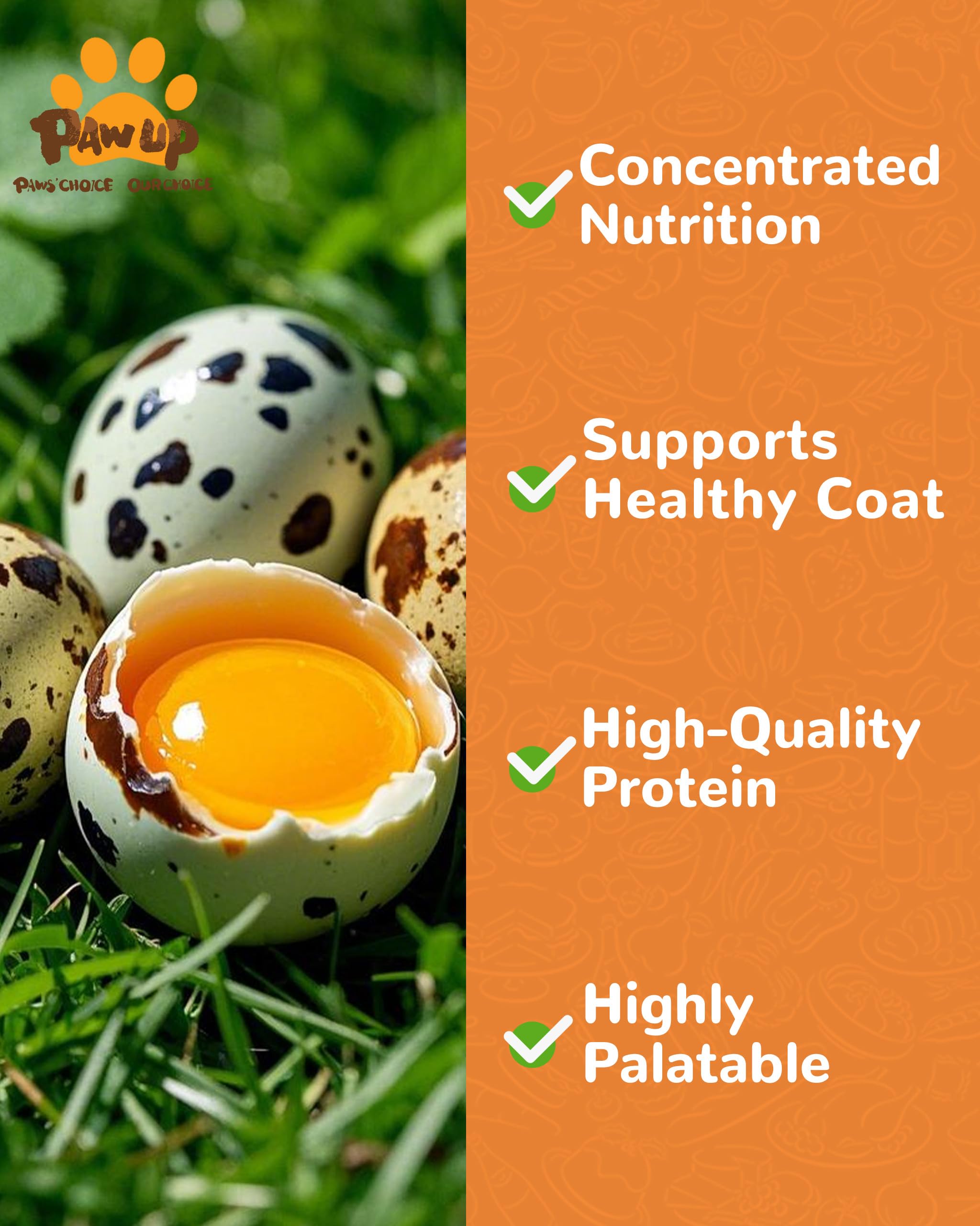 PAWUP Freeze Dried Quail Egg Yolk Pet Treats, Freeze-Dried Pet Food for Dogs, Cats, Pure Fresh Ingredient, 4.2 oz, Rawhide Free,