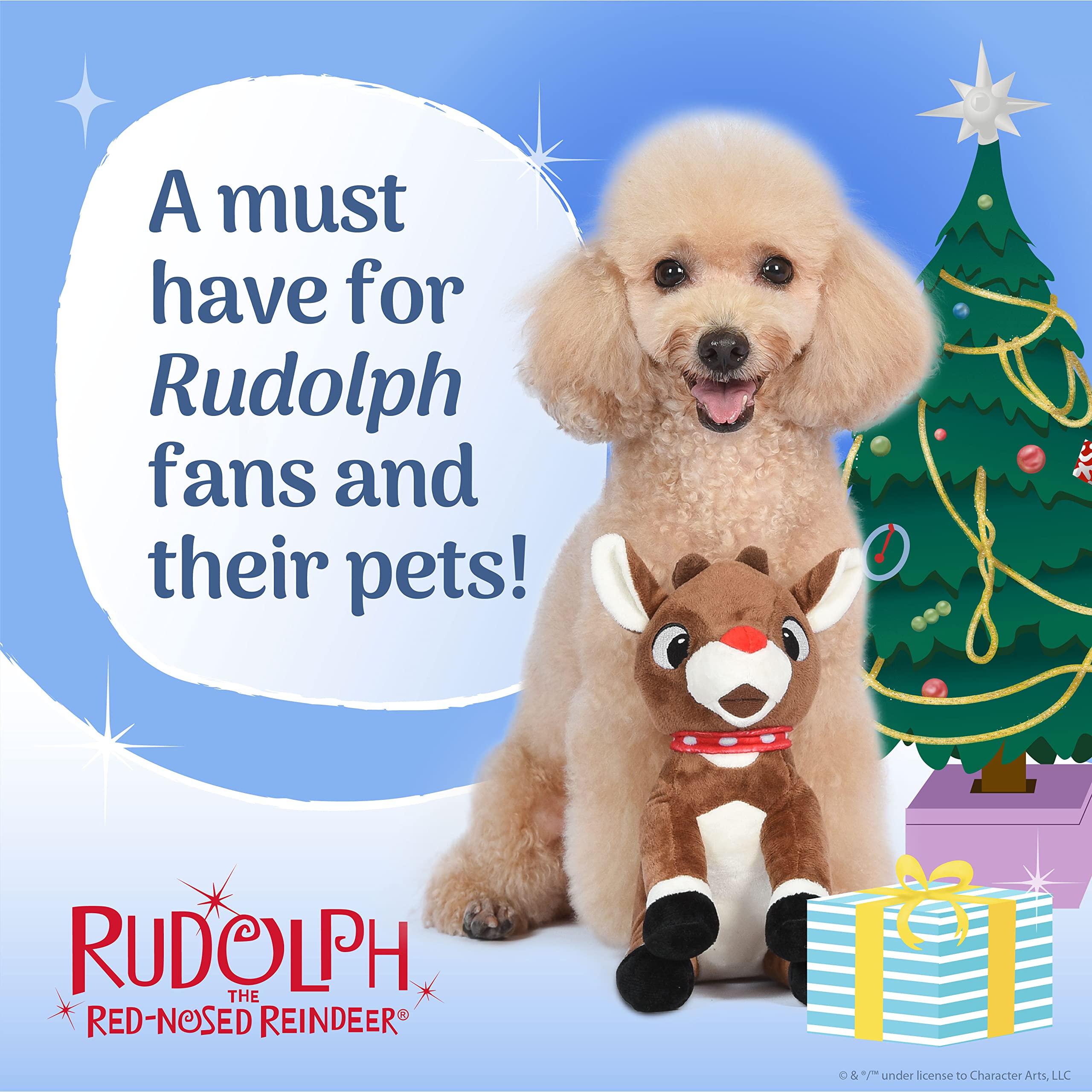 Rudolph The Red-Nosed Reindeer Toys For Dogs - 9 Plush Rudolph Squeaker Dog Toy, Chew Dog Toys - Holiday Toys For Pets, Christ