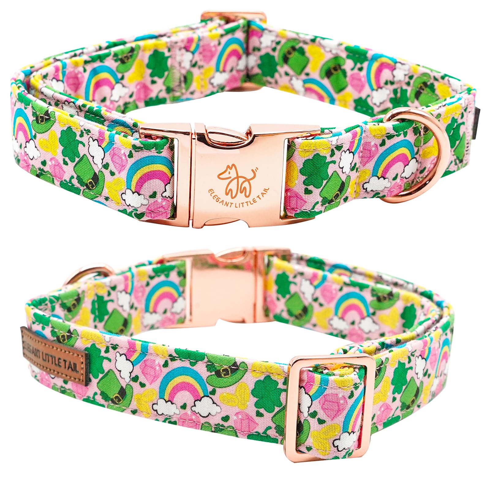 Elegant Little Tail Green Clover Adjustable X-Small Dog Collar - St. Patrick's Day & Holiday Choice