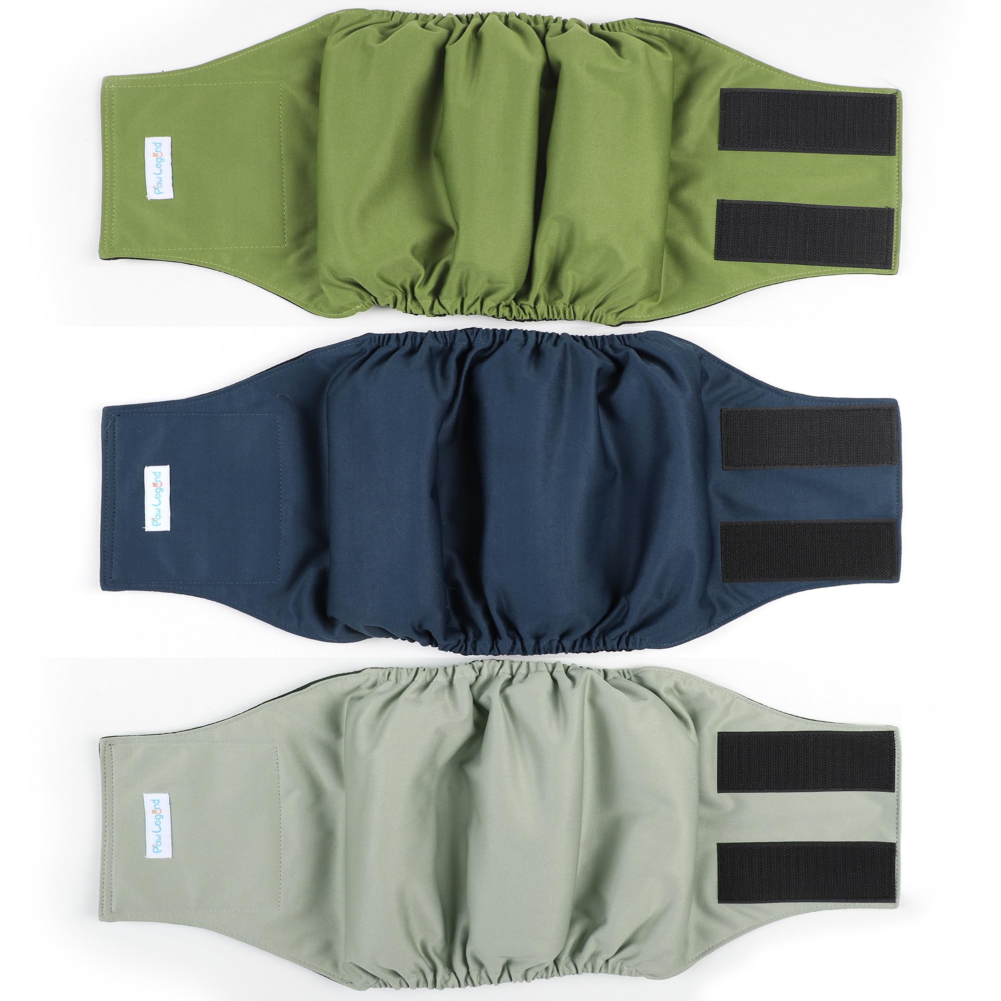 Paw Legend Washable Dog Belly Band Wrap Diapers For Male Dog | High Absorbing Puppy & Doggy Diapers Male (3 Pack,Army,Grey,Navy,