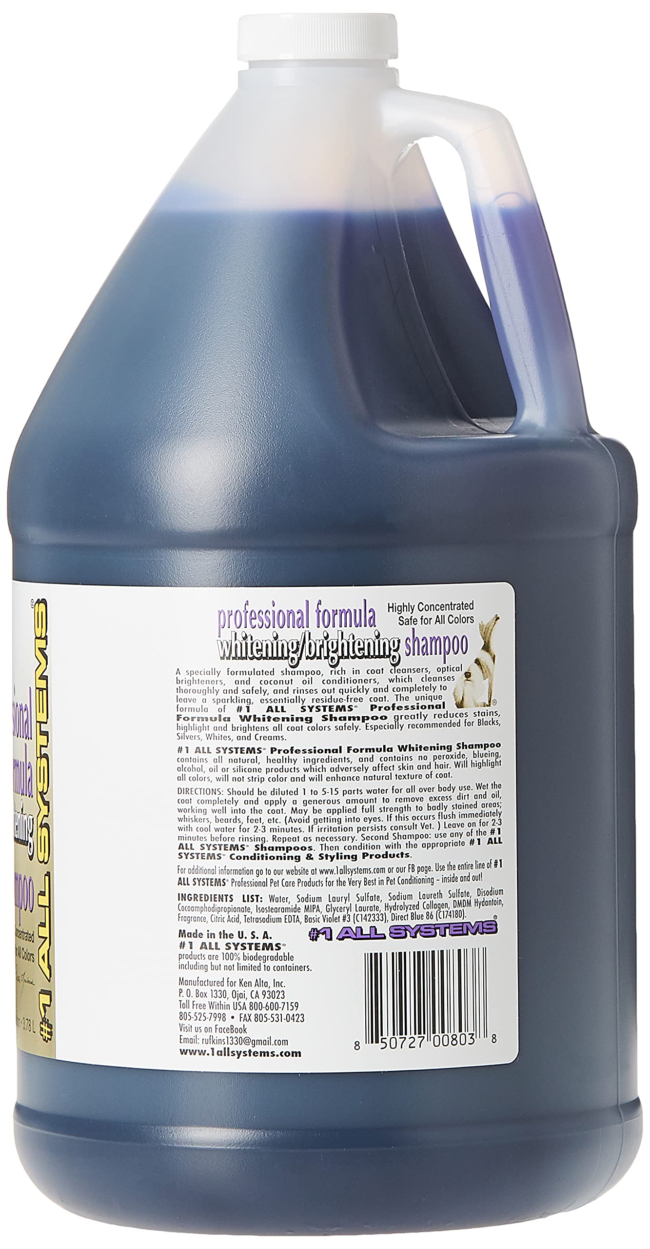 #1 All Systems Professional Formula Whitening Dog and Cat Shampoo, 1-Gallon