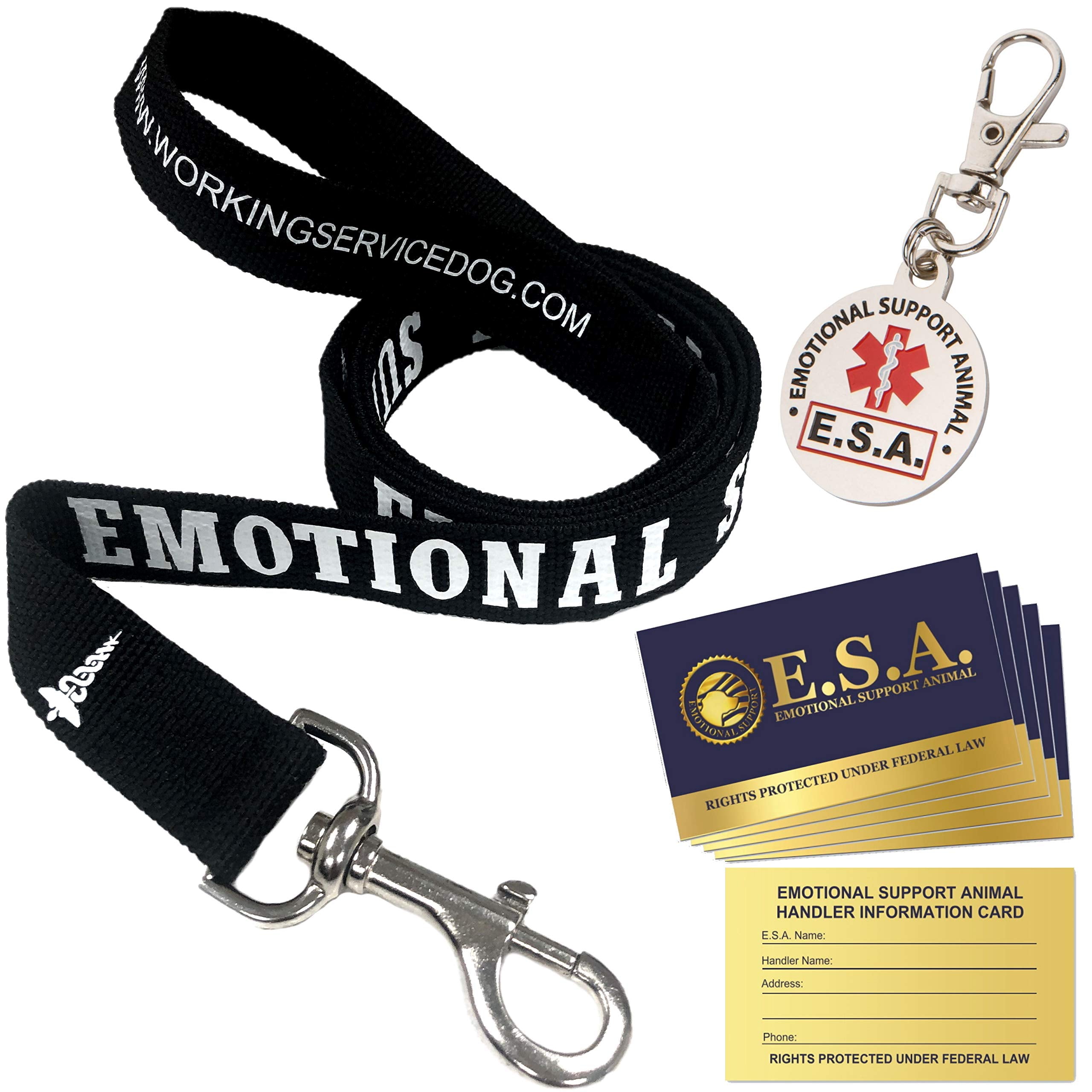 'Emotional Support Dog'' Leash - Esa Collar Tag - Five Esa Information Cards