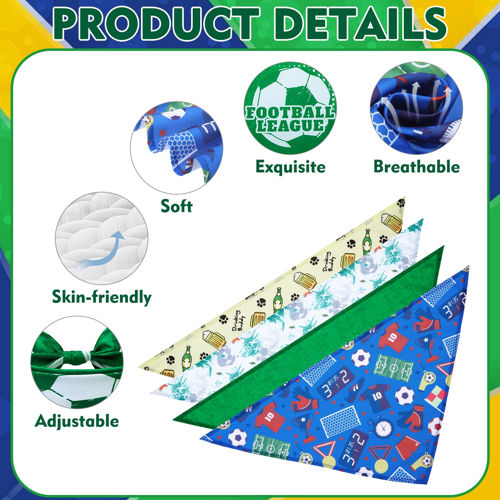 Expawlorer Fifa Club World Cup 2025 Dog Bandanas With Football Theme 4 Pack - Dog Scarf And Handkerchiefs For Puppy, Soccer Pet