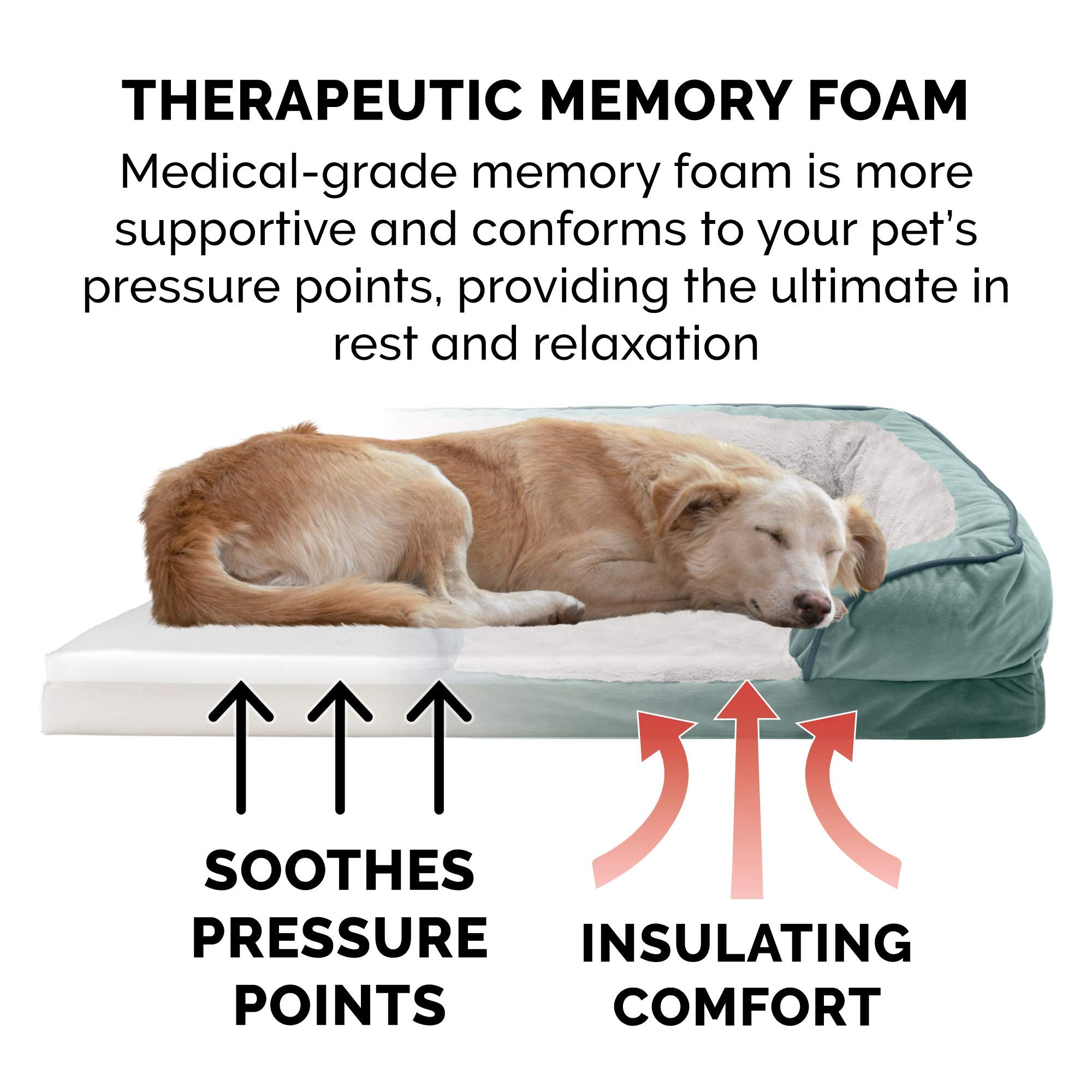 Furhaven Memory Foam Dog Bed For Medium/Small Dogs W/ Removable Bolsters & Washable Cover, For Dogs Up To 35 Lbs - Plush & Velve