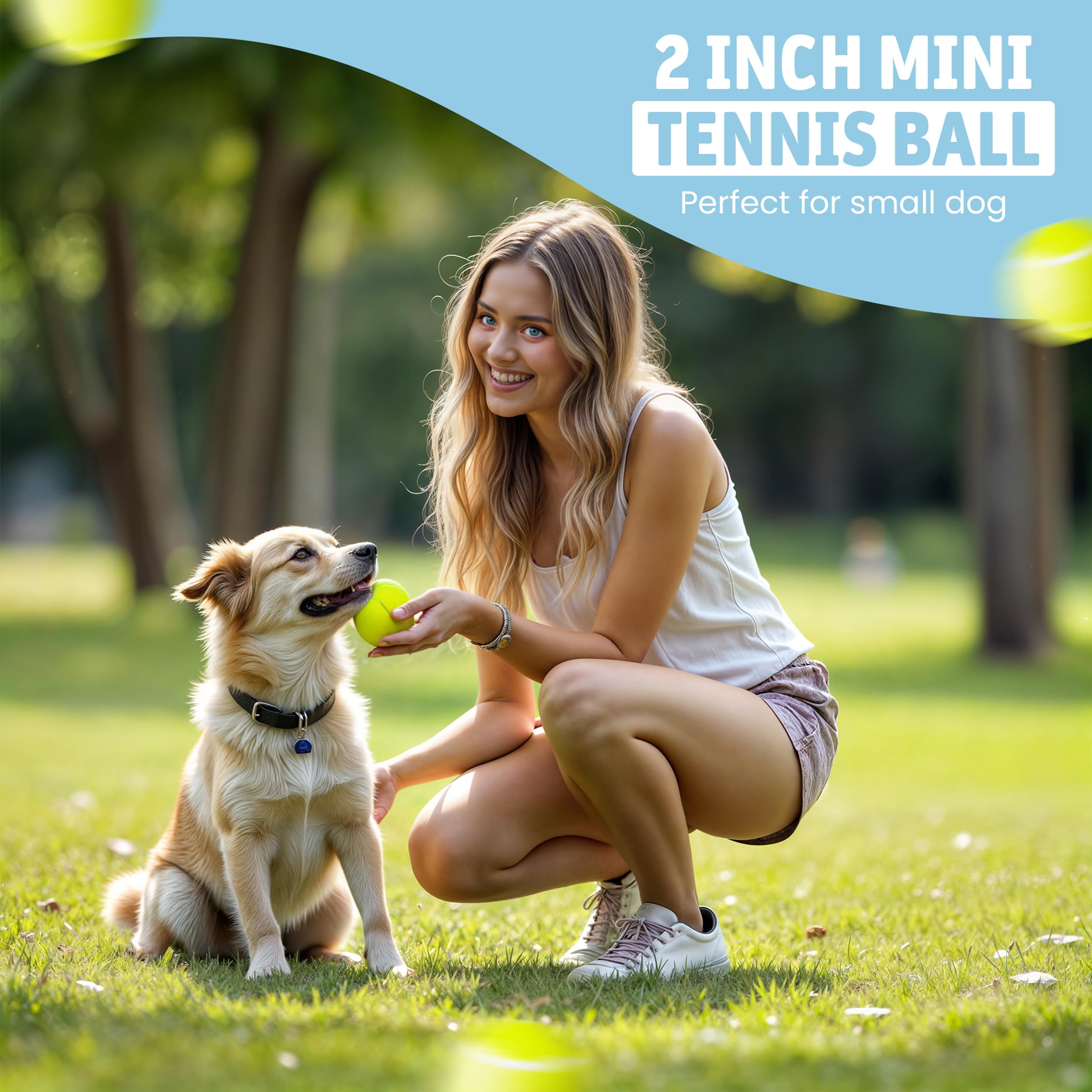 Wrtz 12 Small Tennis Balls For Dogs | 2 Inch Dog Fetch Toys For Your Smaller Pups | Non-Abrasive For Smaller Mouths | Interactiv