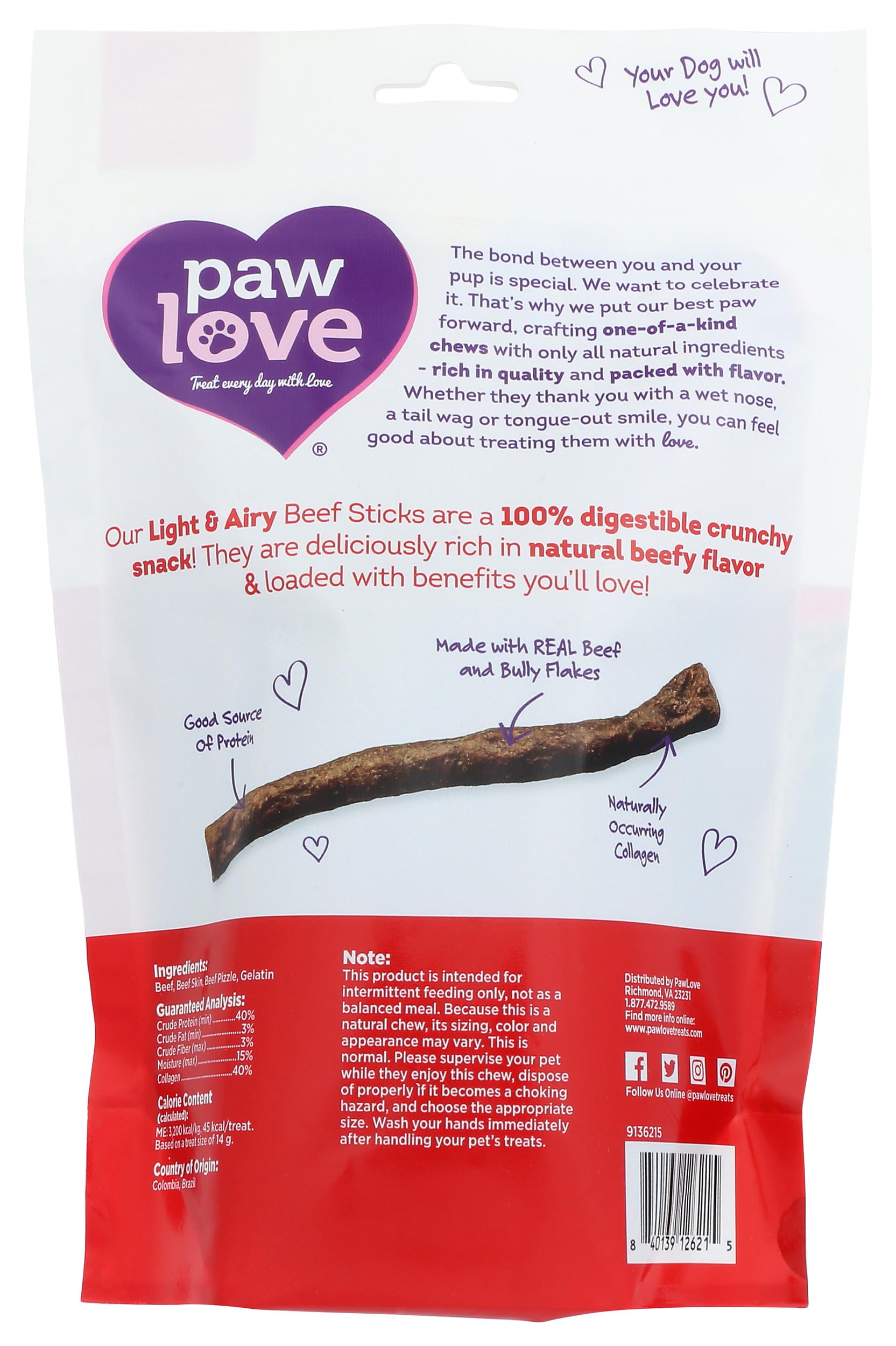 Paw Love Beef Stick Dog Chew, 18 CT
