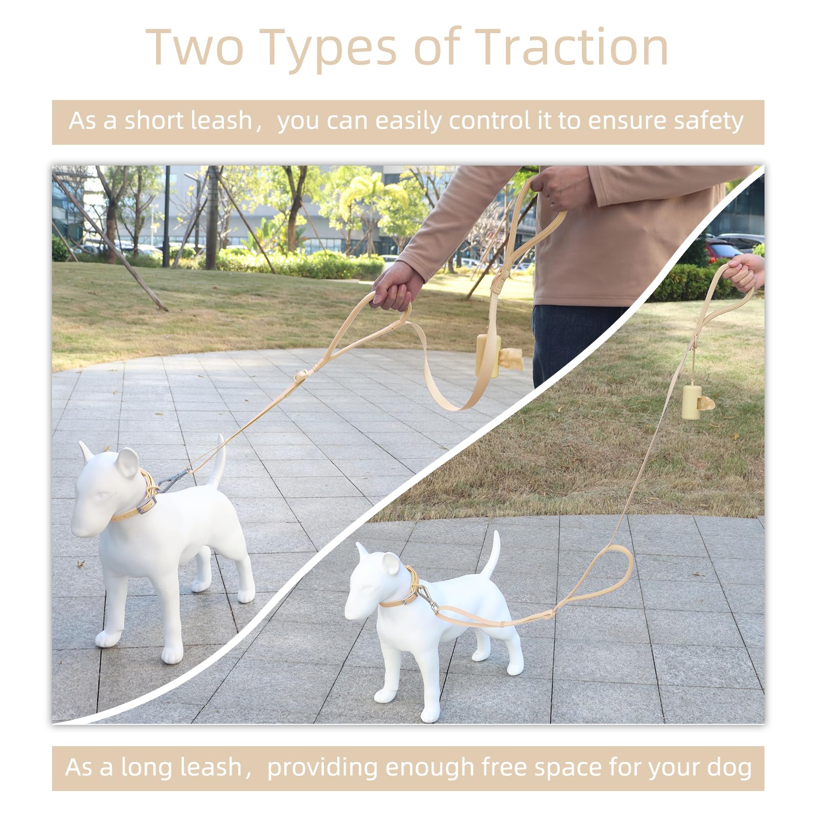 Wisedog Durable Two Handle Dog Leash: Dog Leash Heavy Duty With Dual Soft Padded Handles, Adjustable Length As Short Leash For M