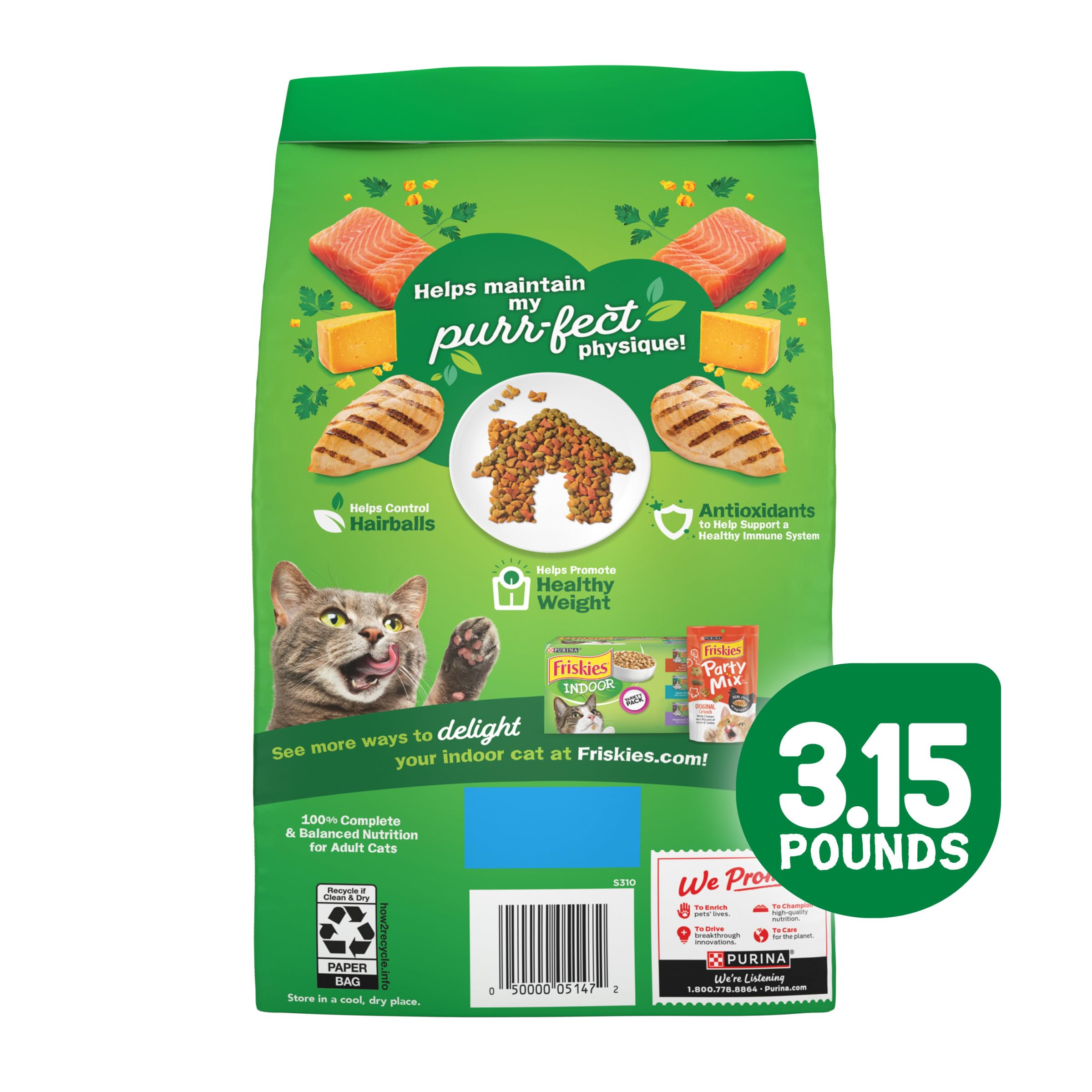 Purina Friskies Indoor Dry Cat Food, Indoor Delights - (Pack of 4) 3.15 lb. Bags