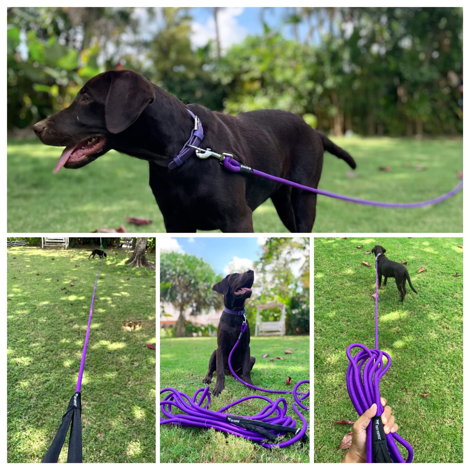 Tuff Pupper Heavy Duty 30 Foot Long Rope Leash For Dogs | Dog Recall Training Lead | High Visibility Strong Climbing Rope Leash