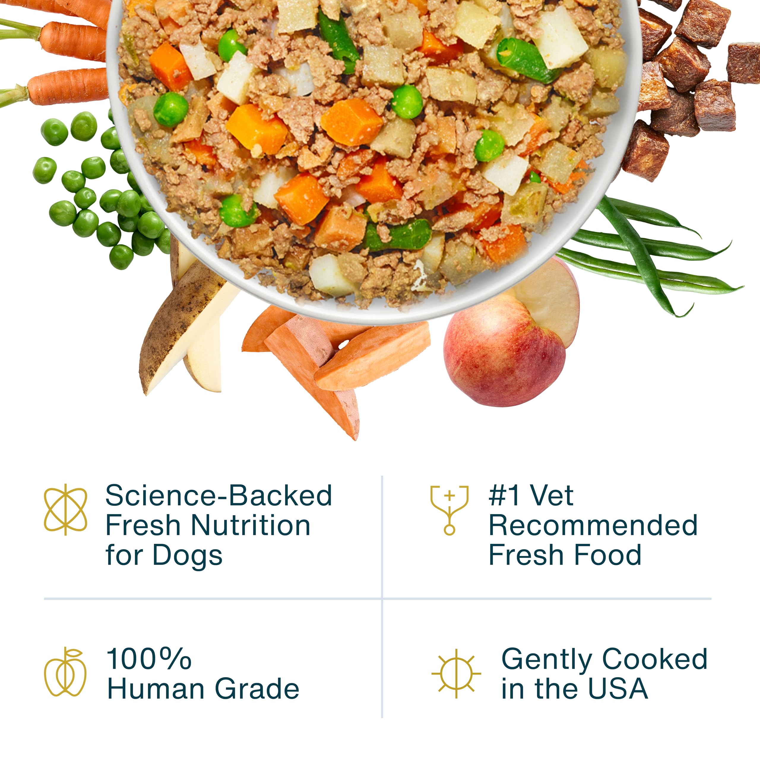 JustFoodForDogs Frozen Fresh Dog Food, Complete Meal or Topper, Beef & Russet Potato Human Grade Recipe, 18 oz (Pack of 7)