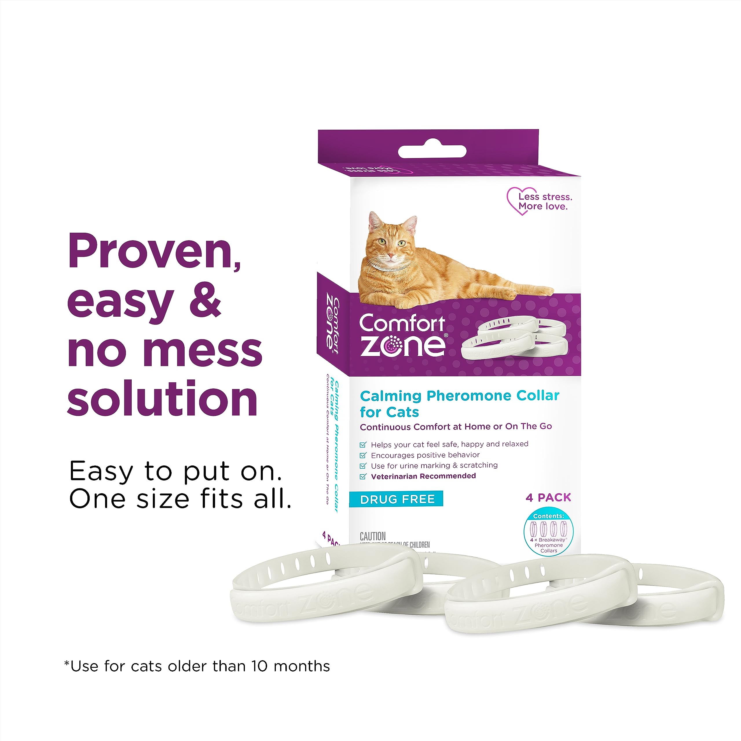 Comfort Zone Cat Calming Collar: 4-pack