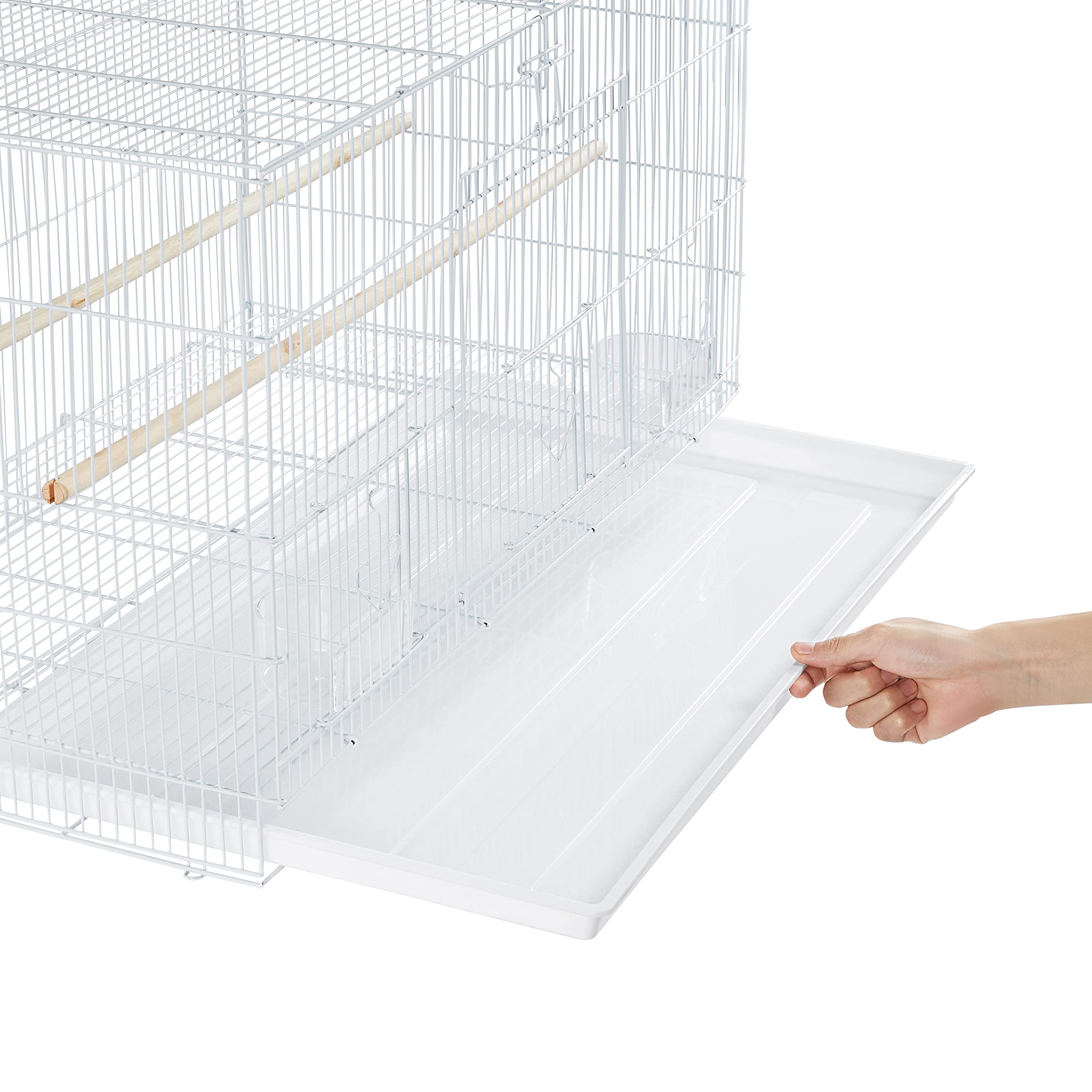 Topeakmart Flight Breeding Bird Cage For Parrots Lovebirds Parakeets With Detachable Rolling Stand, White