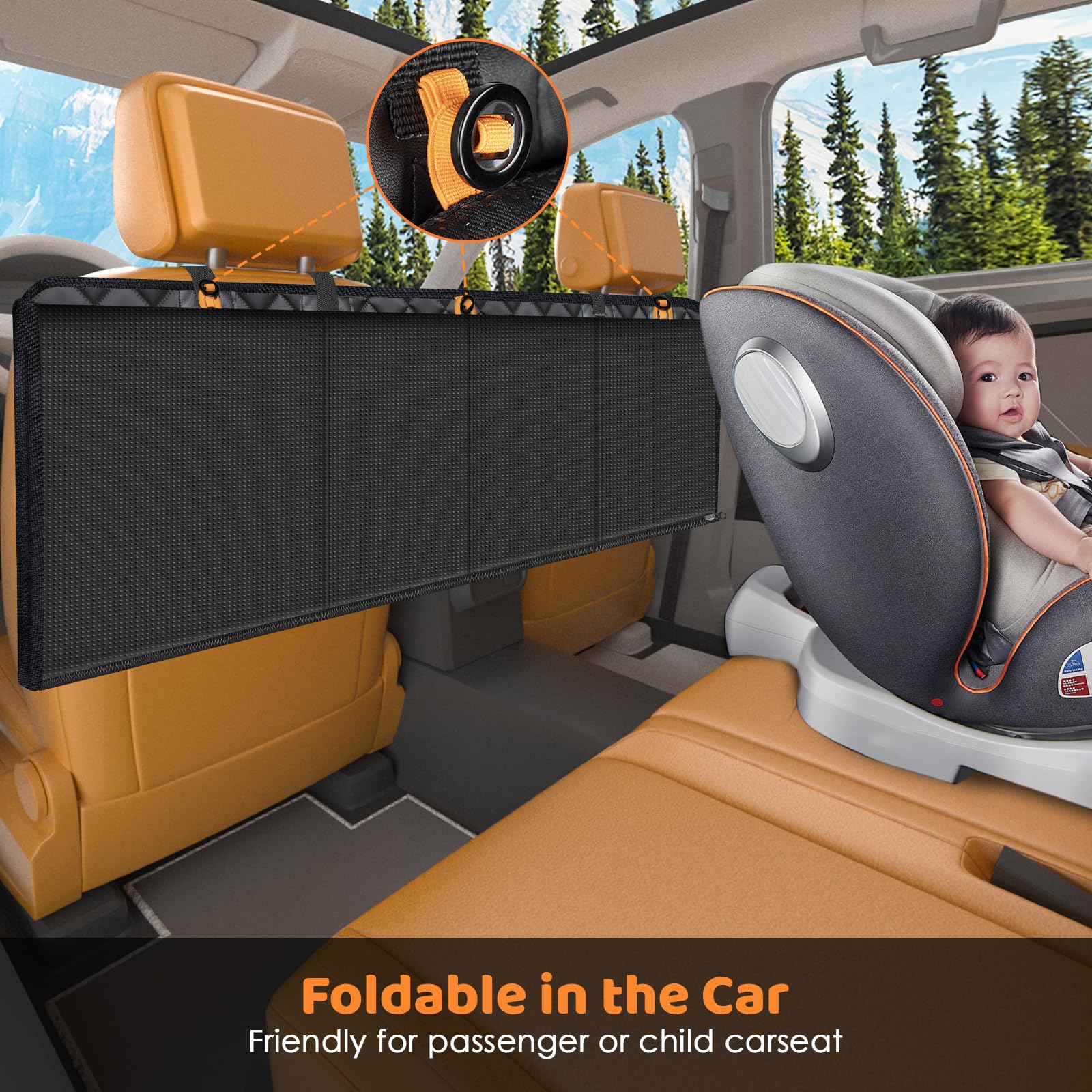 Urpower Backseat Extender For Dogs - Hard Bottom Dog Car Seat Cover For Back Seat, Foldable Dog Hammock For Car, Suv, And Truck,