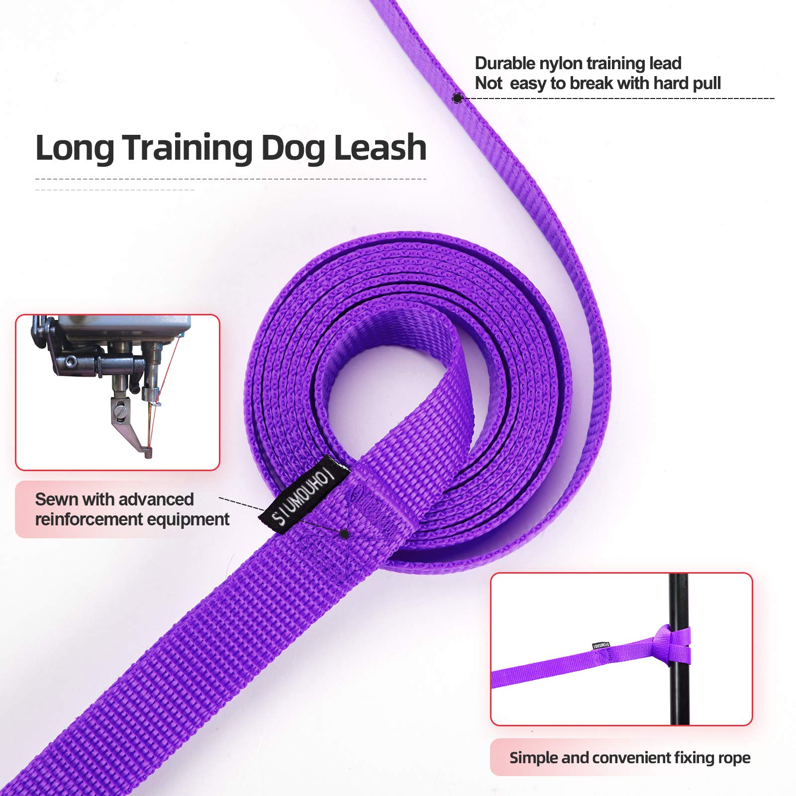 Siumouhoi Dog/Puppy Obedience Recall Training Agility Lead- 15Ft 20Ft 30Ft 40Ft 50Ft Long Leash -For Training Leash, Play, Safet