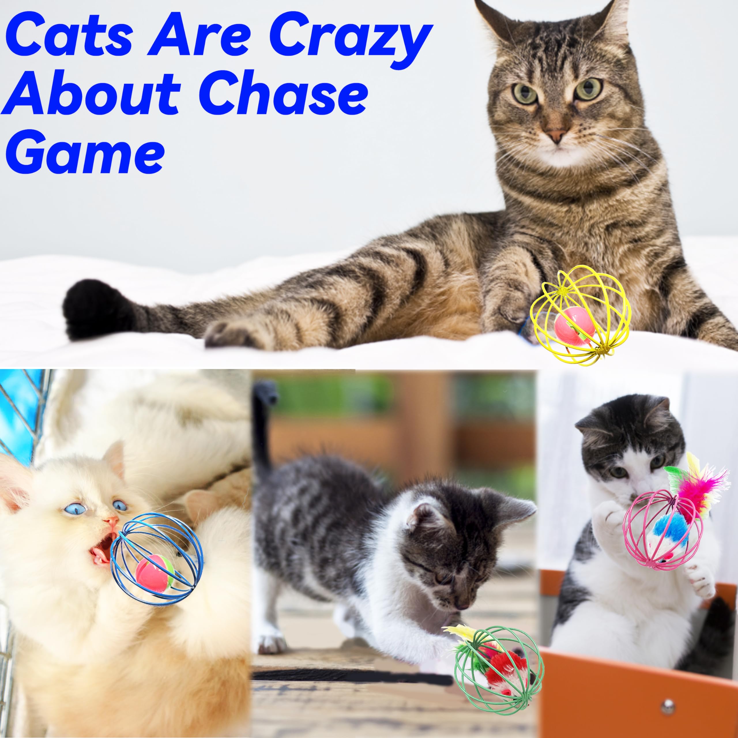 Quvovid Cat Toys 6 Packs Cat Ball Toys, Metal Cage Balls With Mice & Bells, Cat Toys For Indoor Cats And Kitten, Interactive Cat Toys Cat Bell Balls, Mouse Toys, Kitten Toys Promote Physical Exercise