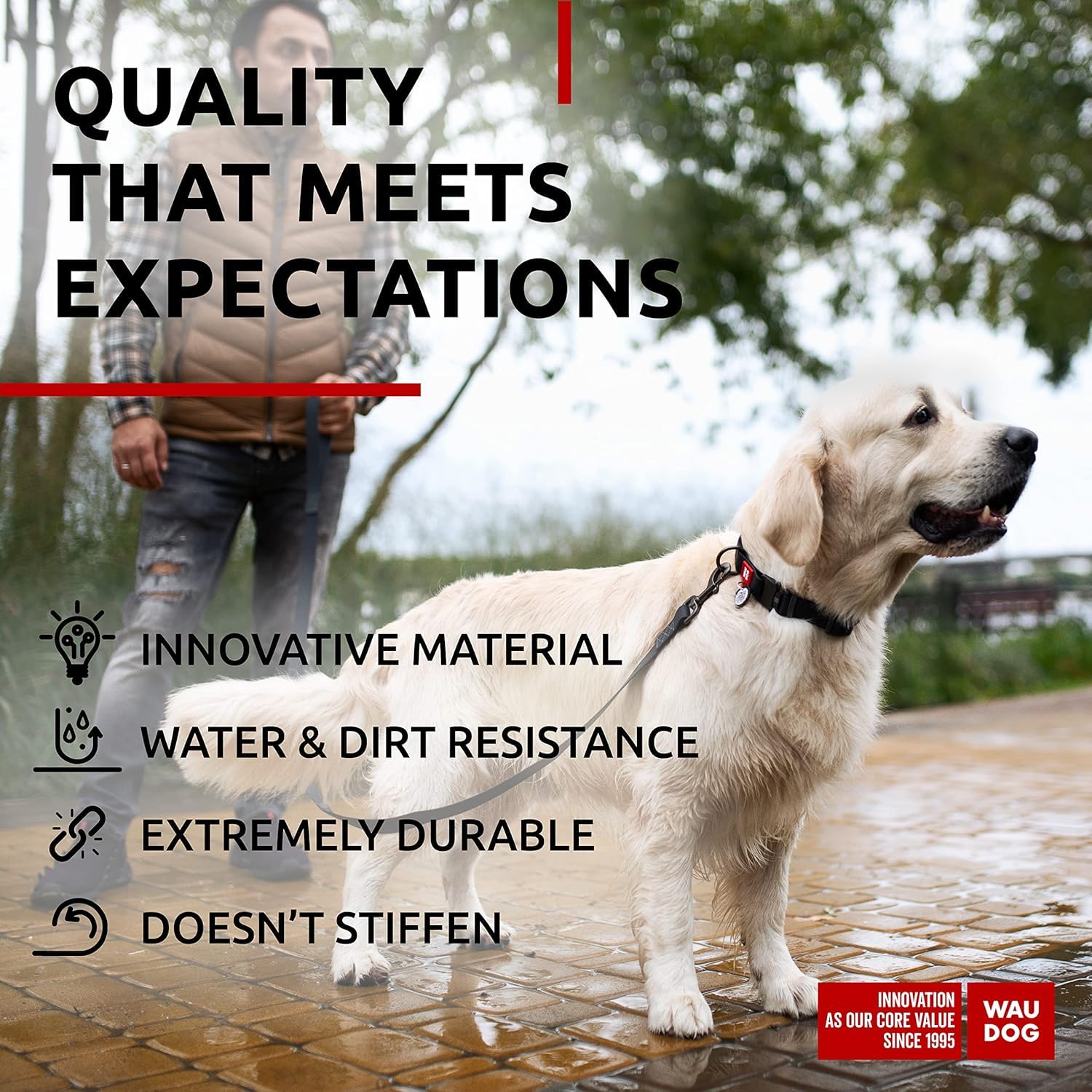 Waudog Waterproof Dog Collar - Adjustable Dog Collar For Large Dogs, Small And Medium Dogs - Heavy Duty Collars With Durable Met